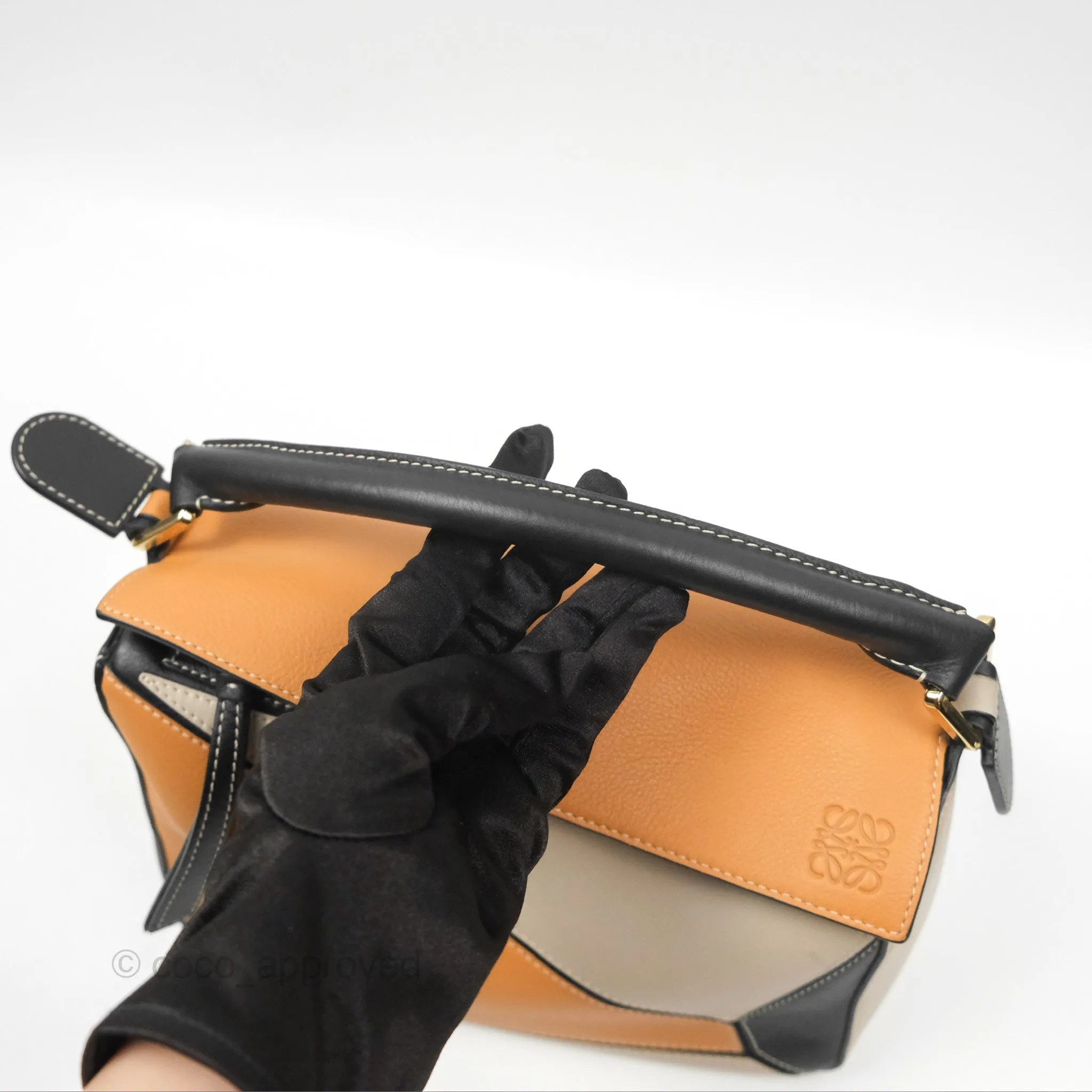 Loewe Small Puzzle Bag Amber/ Light Oat Calfskin Gold Hardware