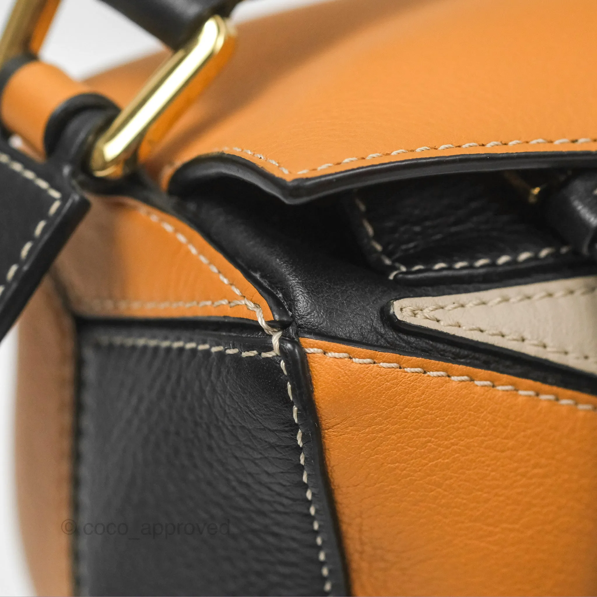 Loewe Small Puzzle Bag Amber/ Light Oat Calfskin Gold Hardware