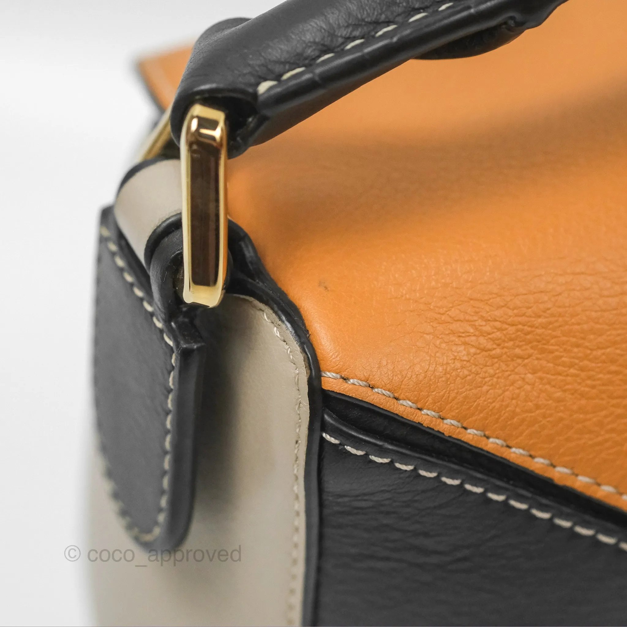 Loewe Small Puzzle Bag Amber/ Light Oat Calfskin Gold Hardware