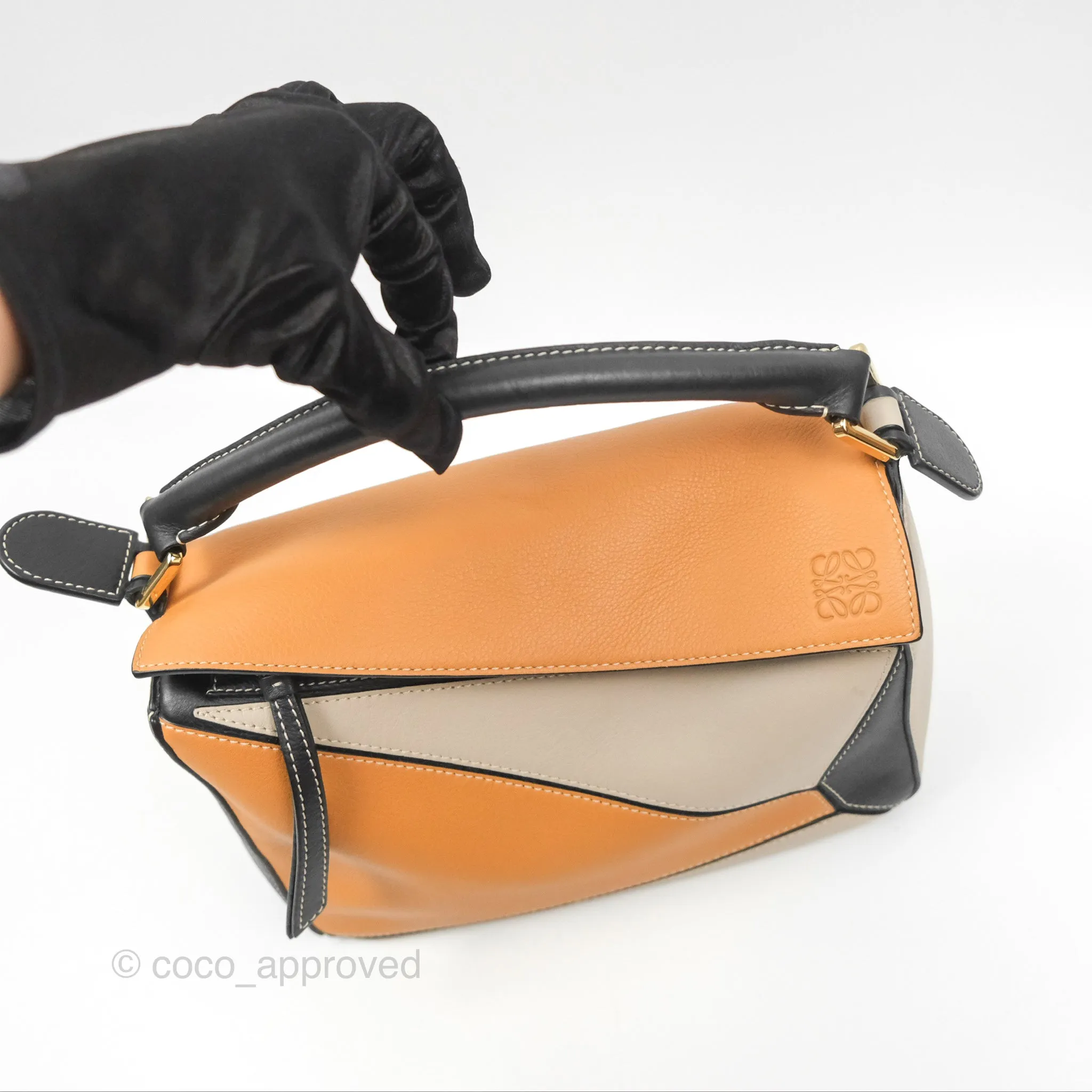 Loewe Small Puzzle Bag Amber/ Light Oat Calfskin Gold Hardware