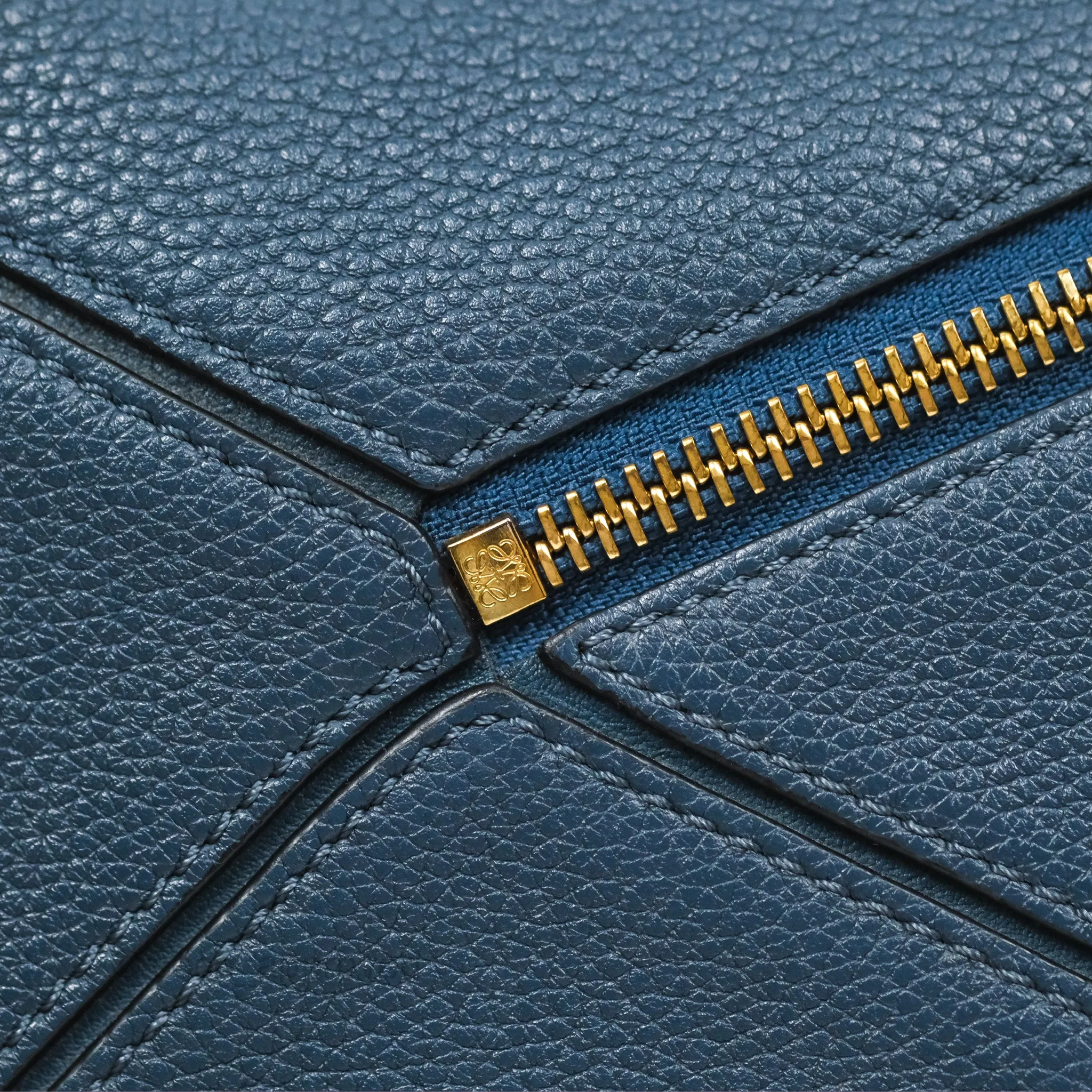 Loewe Small Puzzle Bag Navy Grained Calfskin
