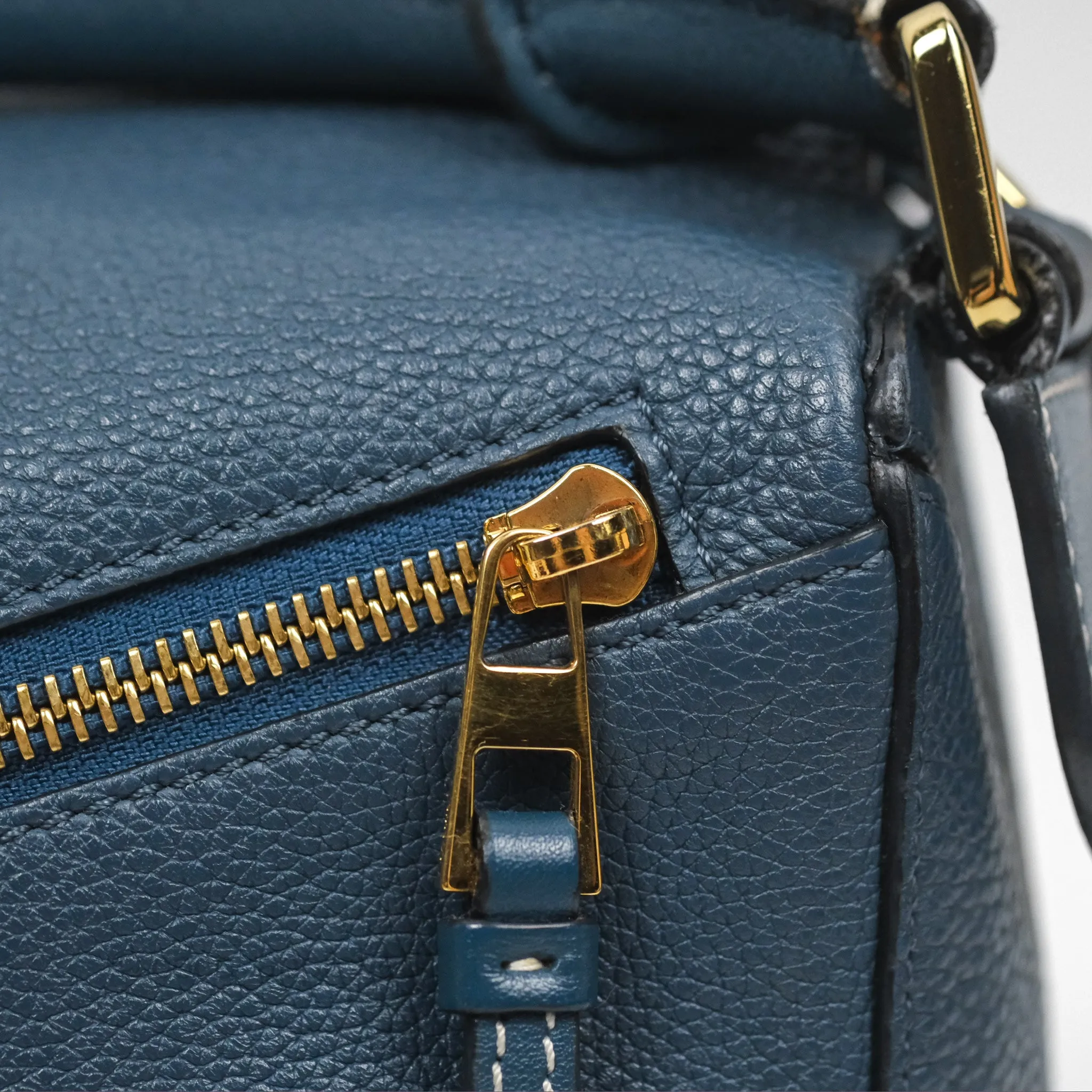 Loewe Small Puzzle Bag Navy Grained Calfskin