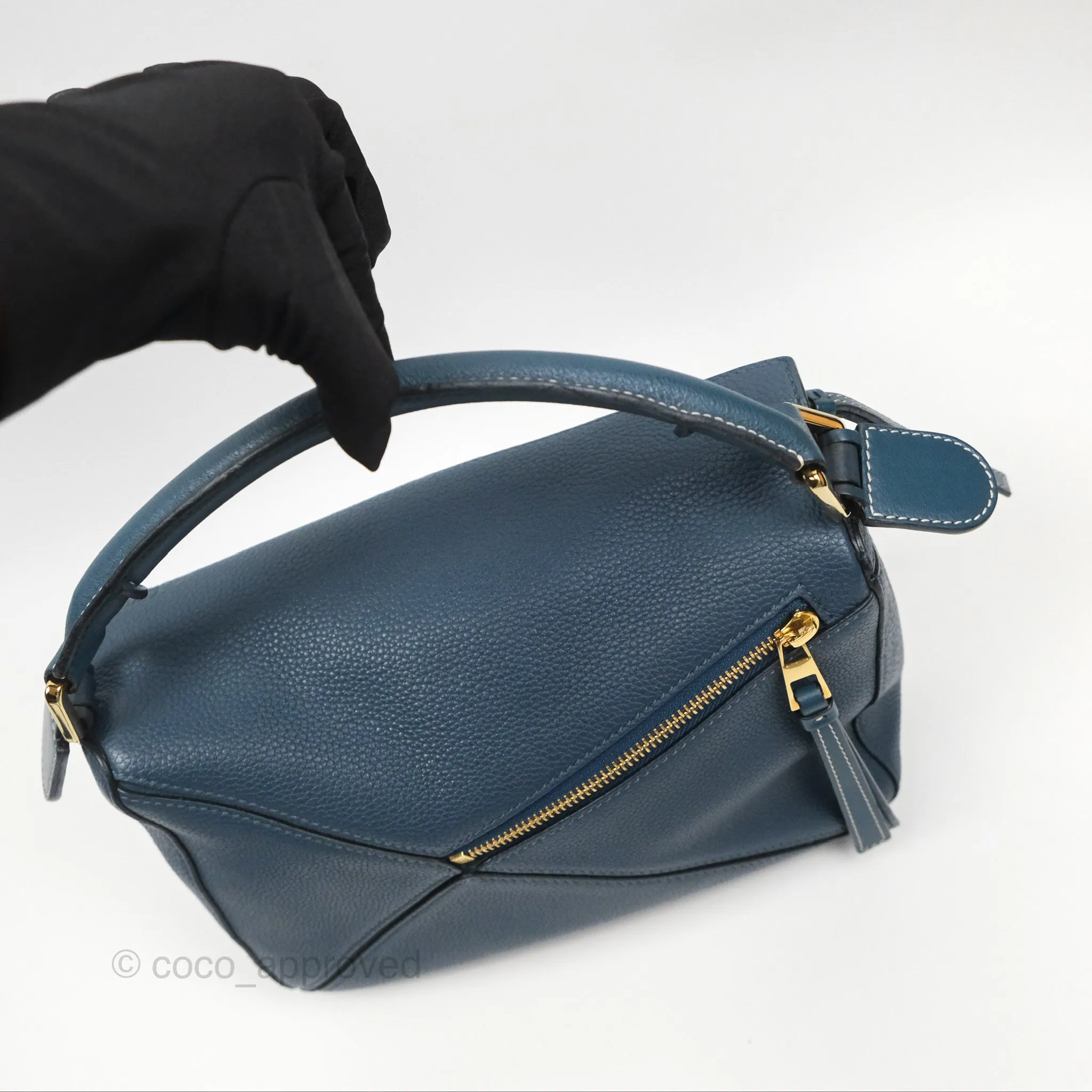 Loewe Small Puzzle Bag Navy Grained Calfskin