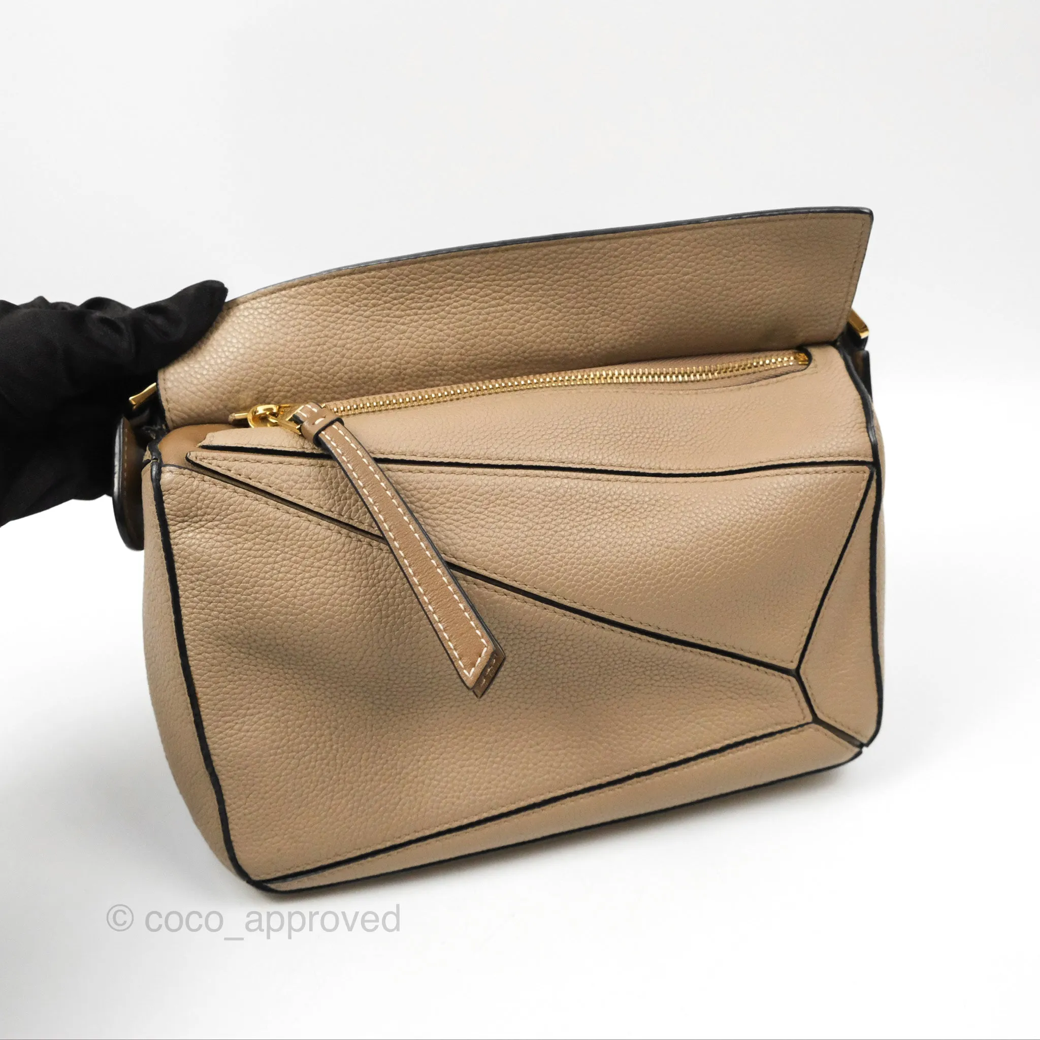 Loewe Small Puzzle Bag Sand Mink Grained Calfskin