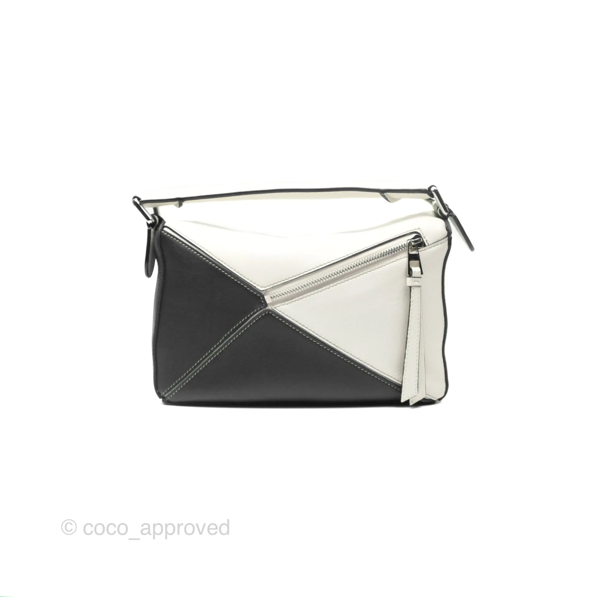 Loewe Small Puzzle Bag Soft White/ Rosemary Calfskin Silver Hardware