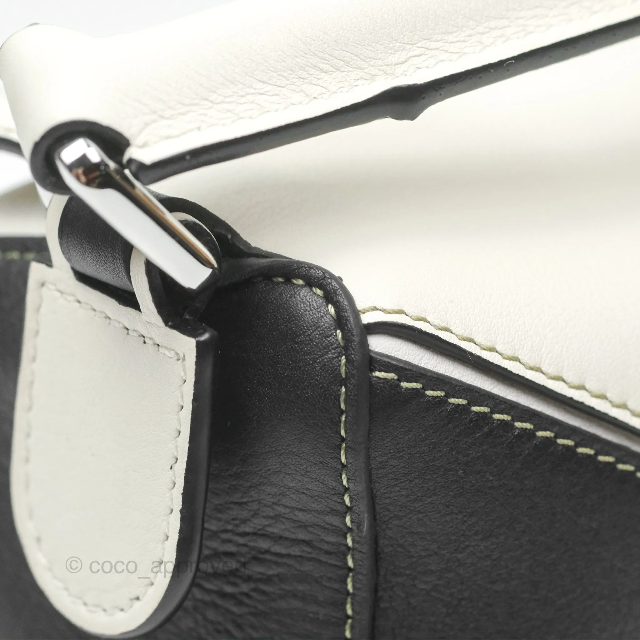Loewe Small Puzzle Bag Soft White/ Rosemary Calfskin Silver Hardware