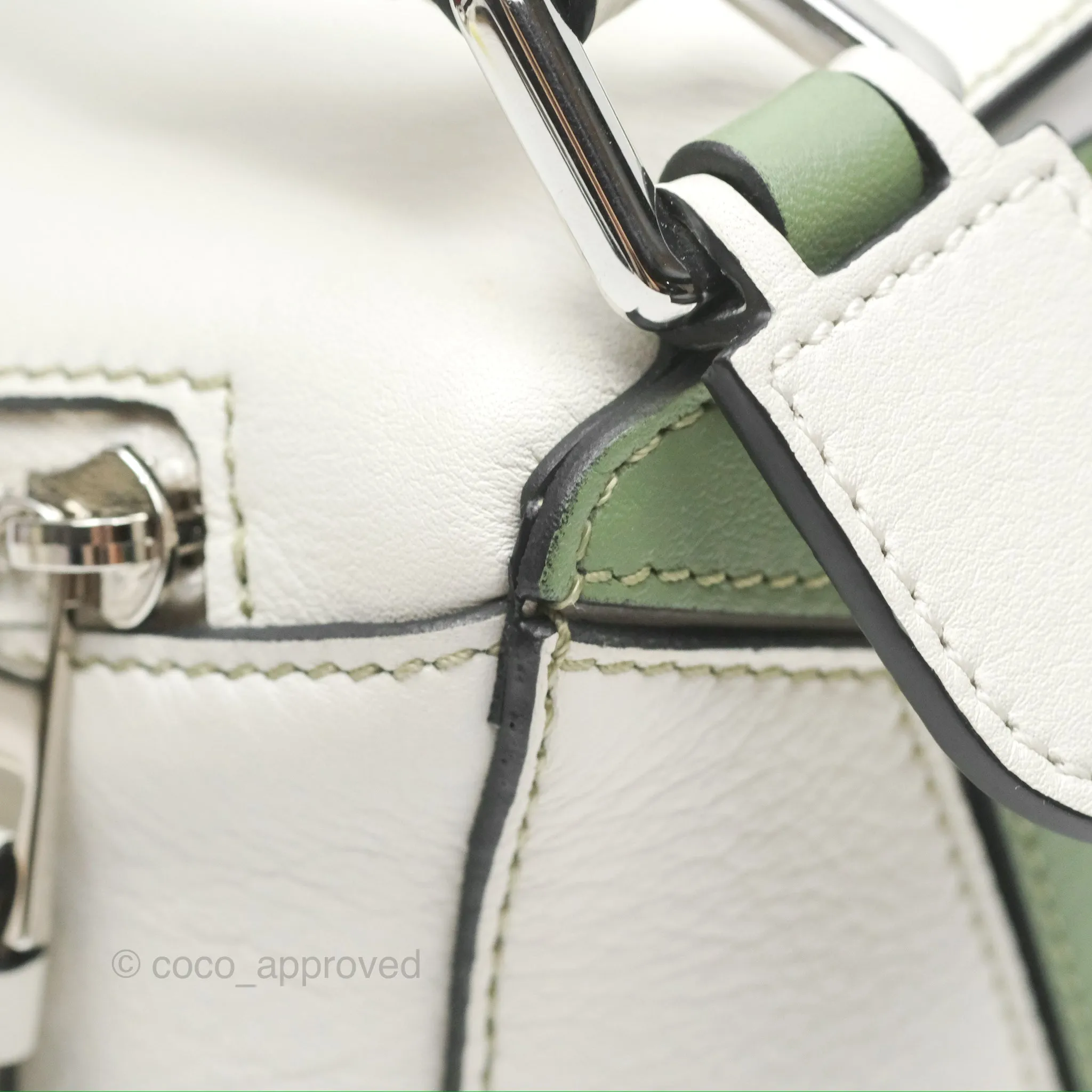 Loewe Small Puzzle Bag Soft White/ Rosemary Calfskin Silver Hardware