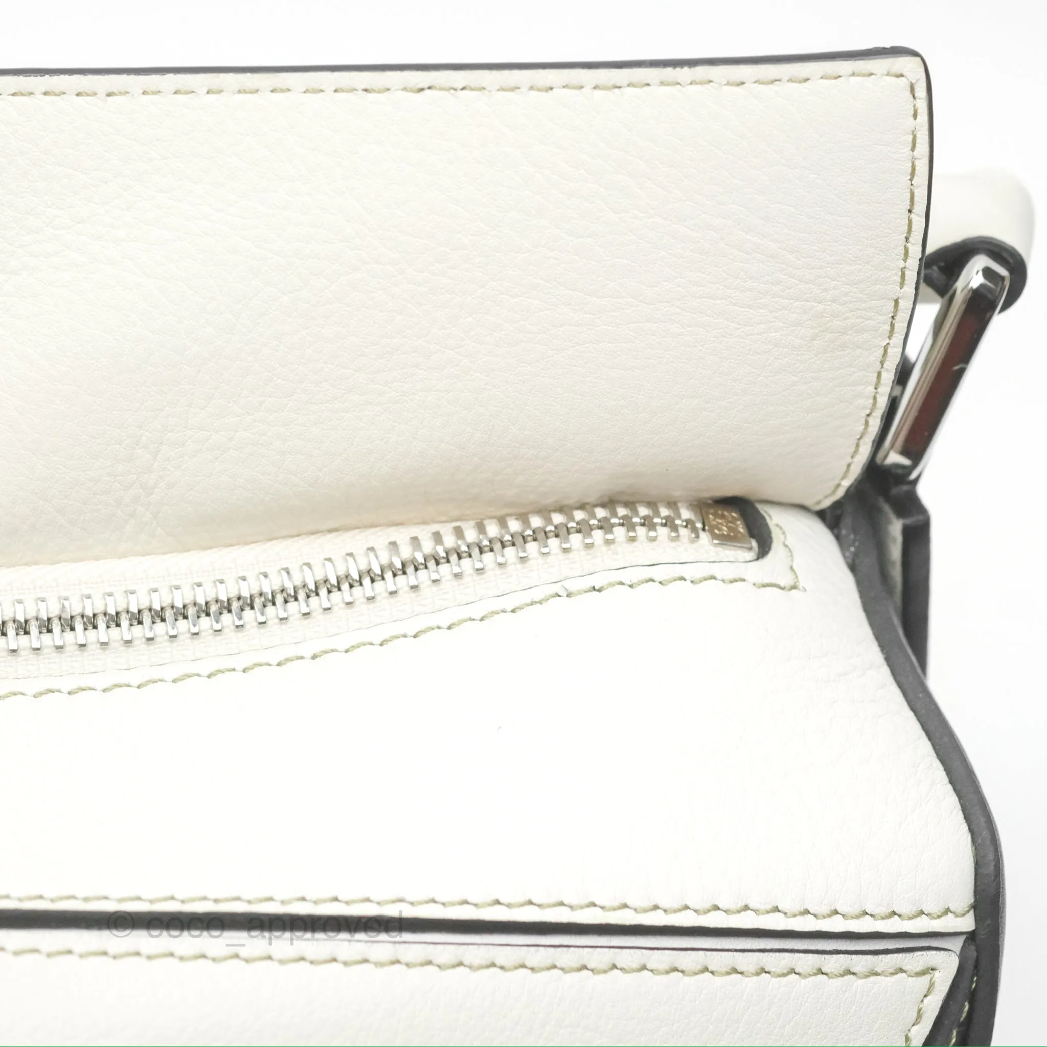 Loewe Small Puzzle Bag Soft White/ Rosemary Calfskin Silver Hardware
