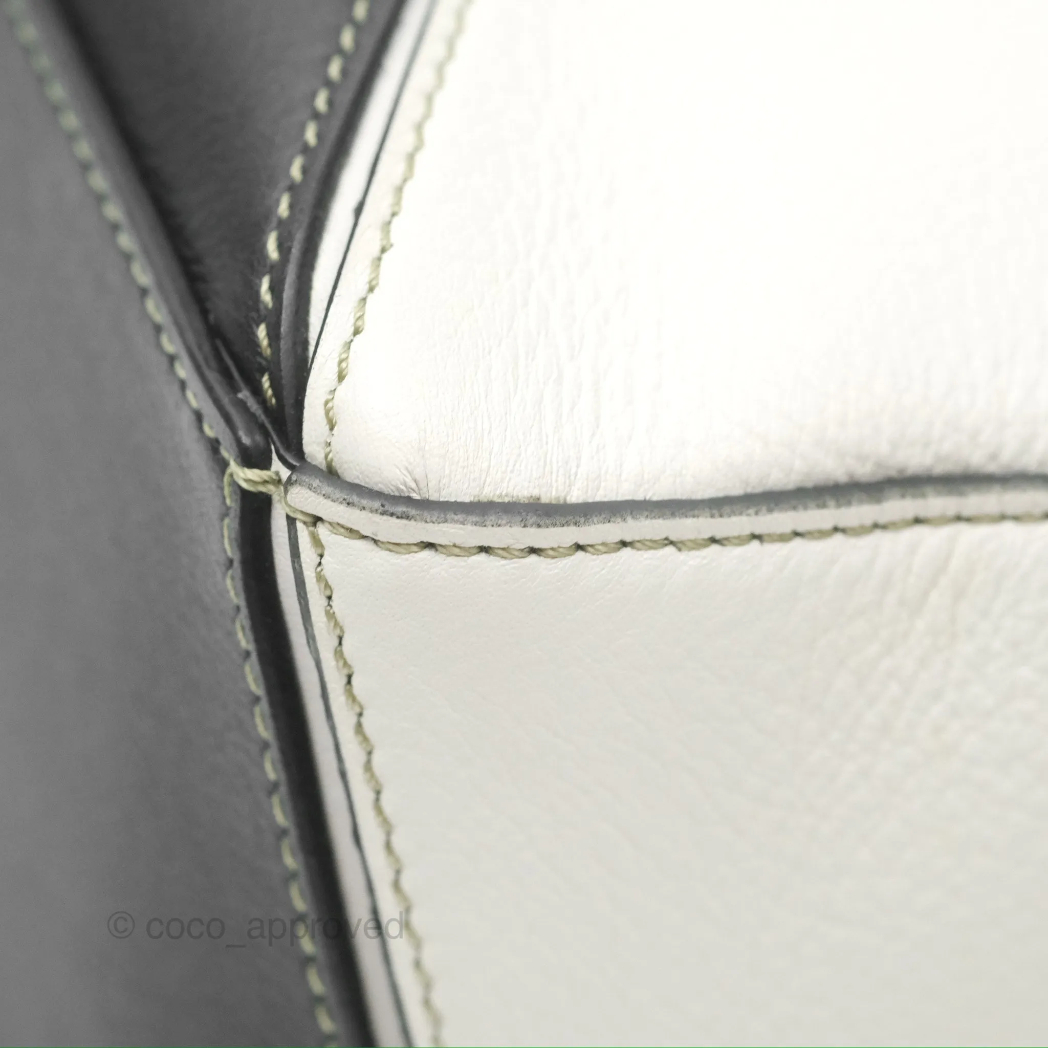 Loewe Small Puzzle Bag Soft White/ Rosemary Calfskin Silver Hardware