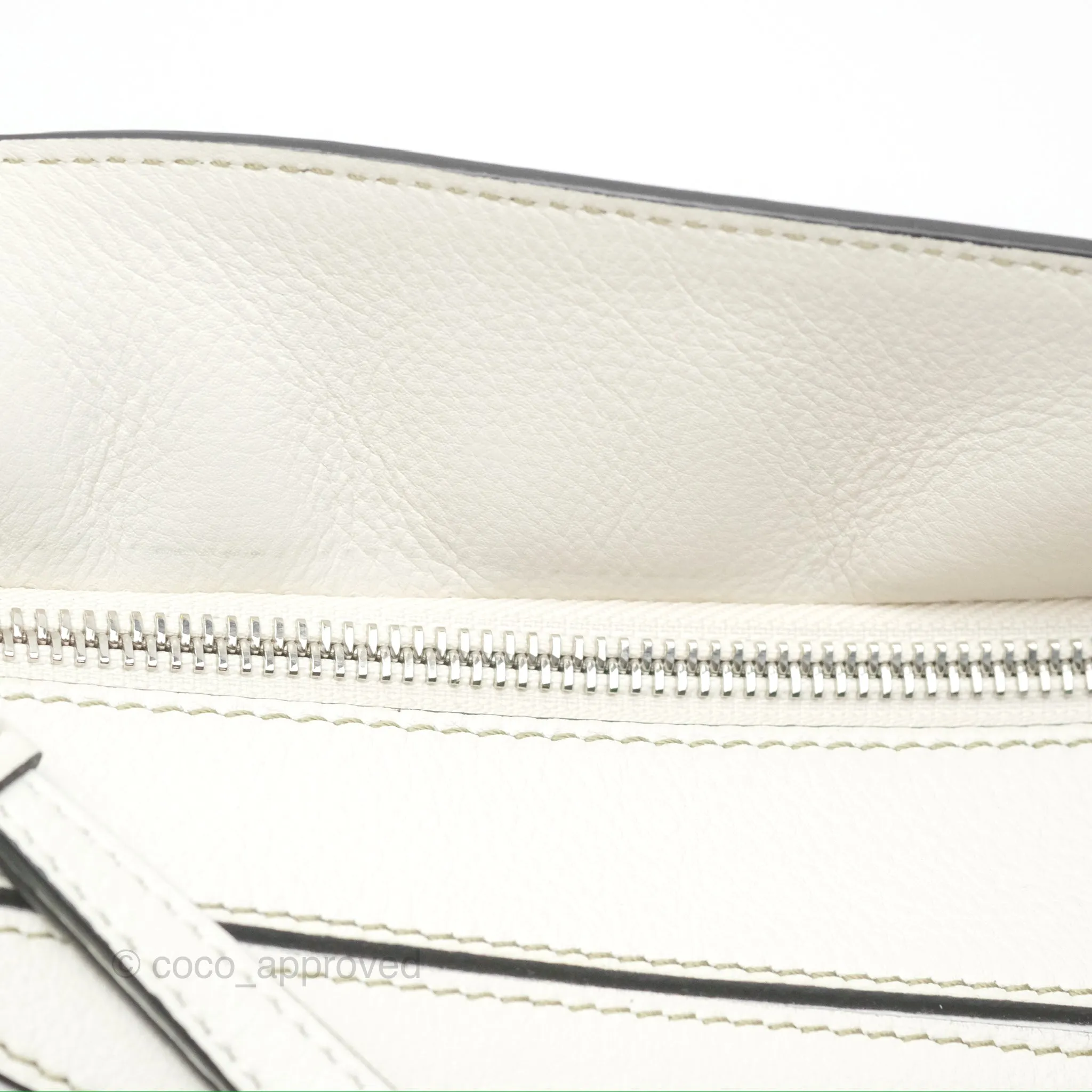 Loewe Small Puzzle Bag Soft White/ Rosemary Calfskin Silver Hardware