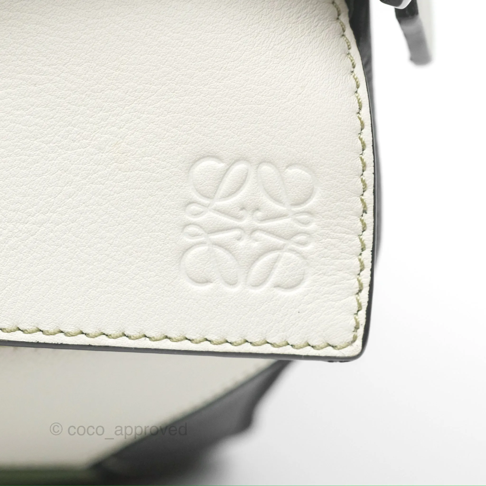 Loewe Small Puzzle Bag Soft White/ Rosemary Calfskin Silver Hardware