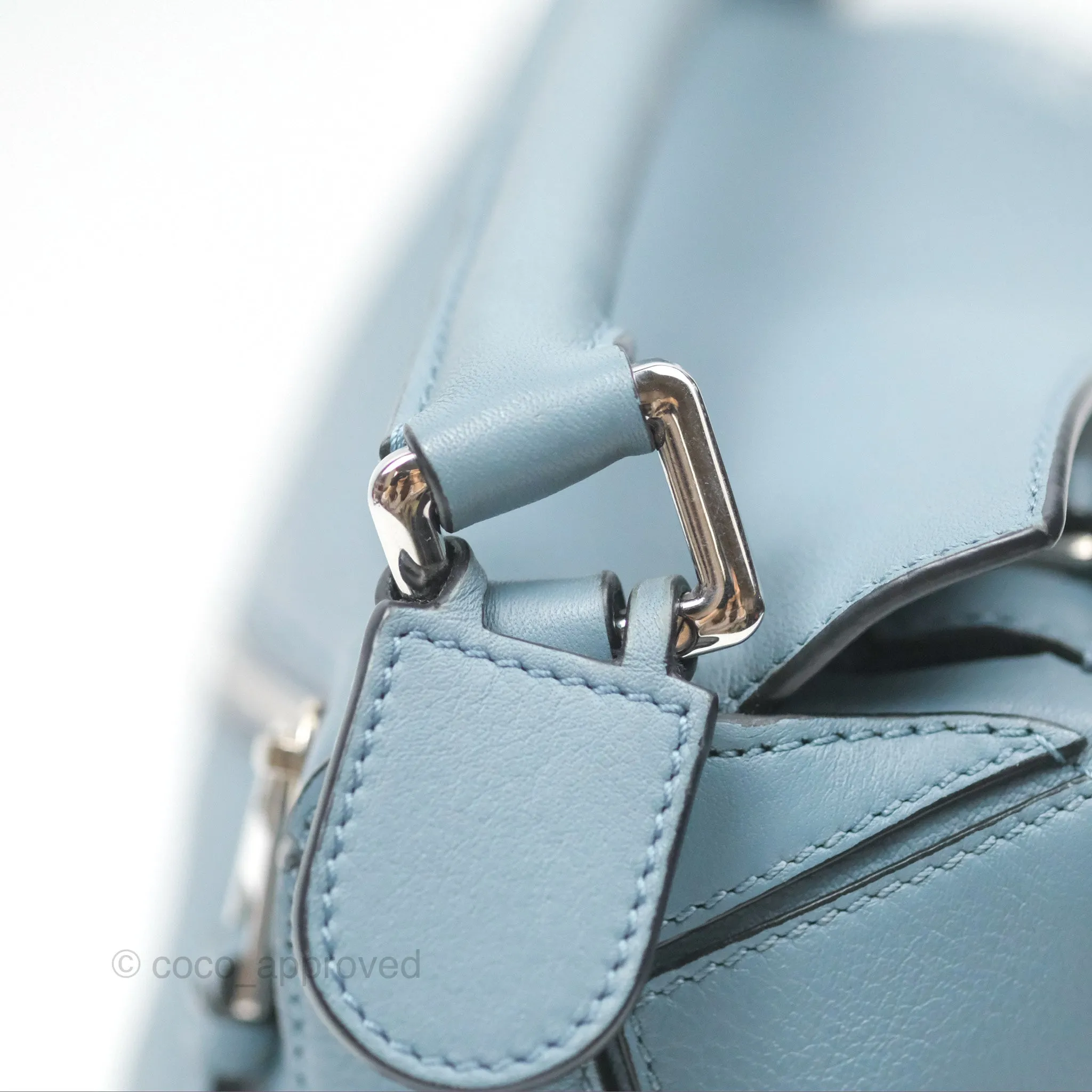 Loewe Small Puzzle Bag Stone Blue Calfskin Gold Hardware