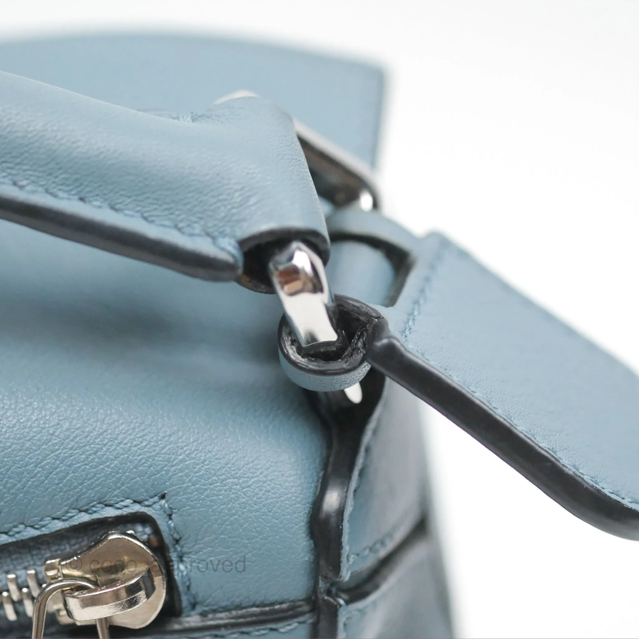 Loewe Small Puzzle Bag Stone Blue Calfskin Gold Hardware