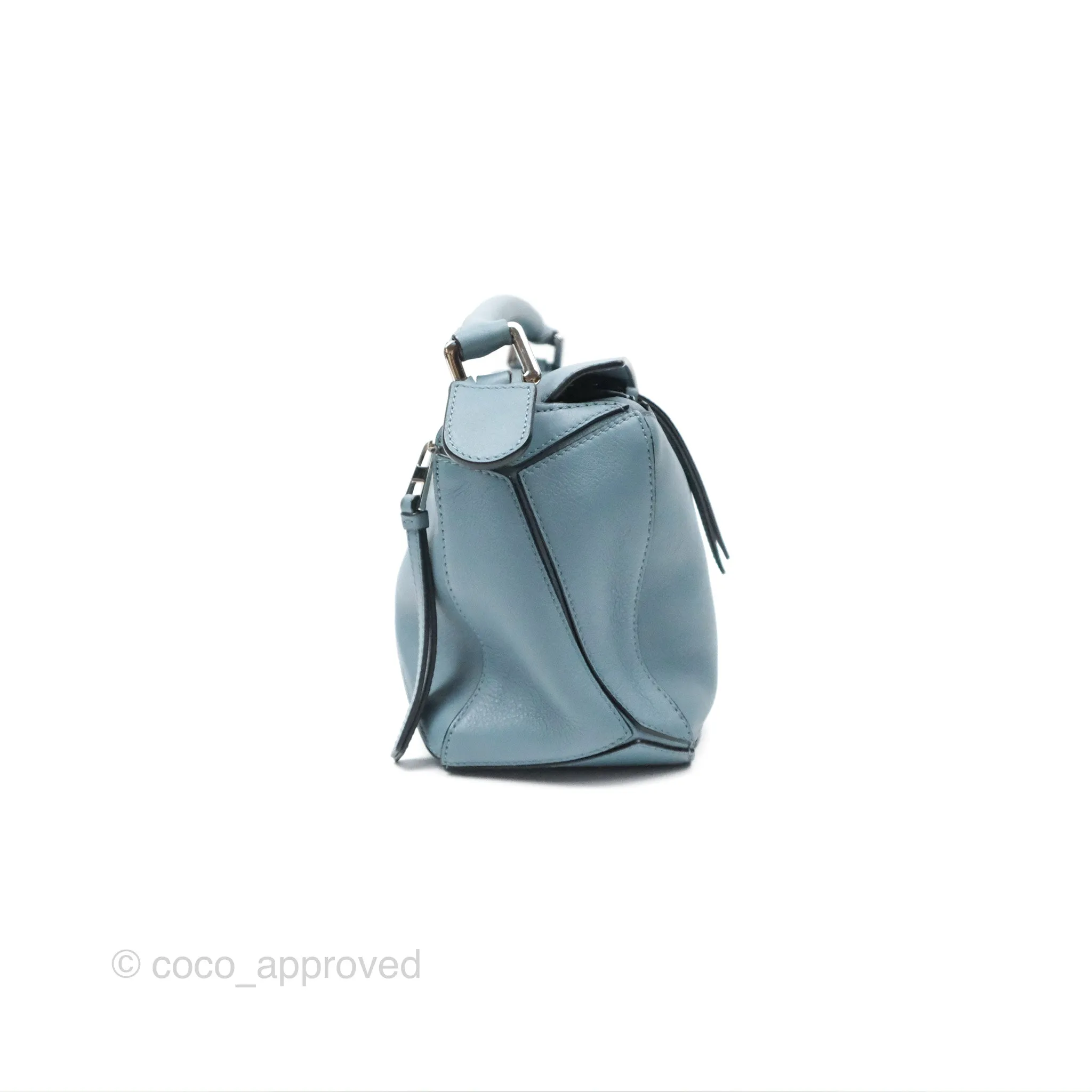 Loewe Small Puzzle Bag Stone Blue Calfskin Gold Hardware