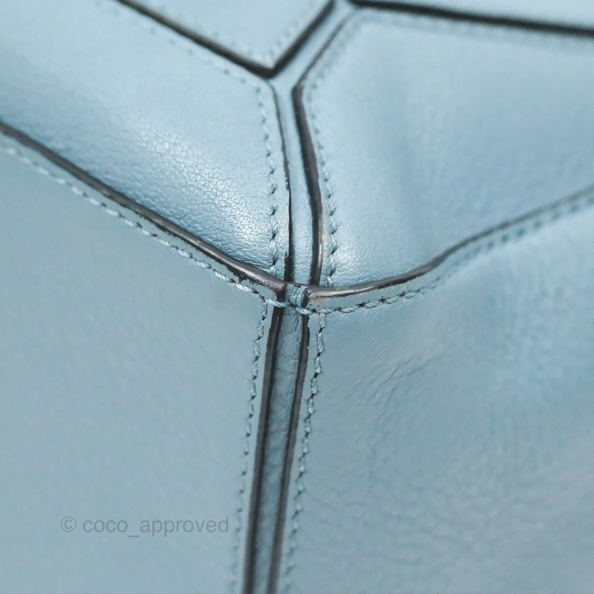 Loewe Small Puzzle Bag Stone Blue Calfskin Gold Hardware