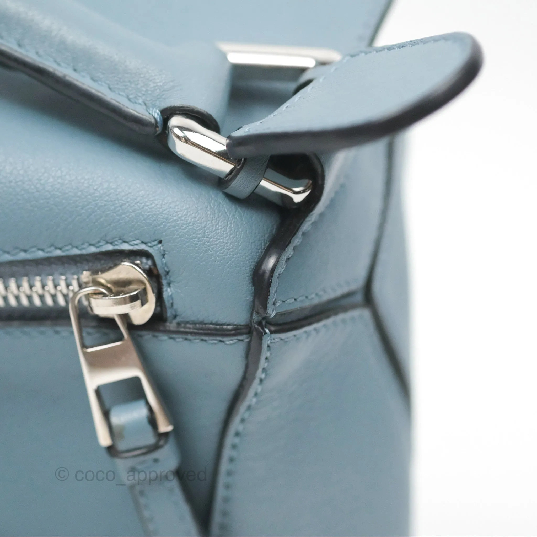 Loewe Small Puzzle Bag Stone Blue Calfskin Gold Hardware