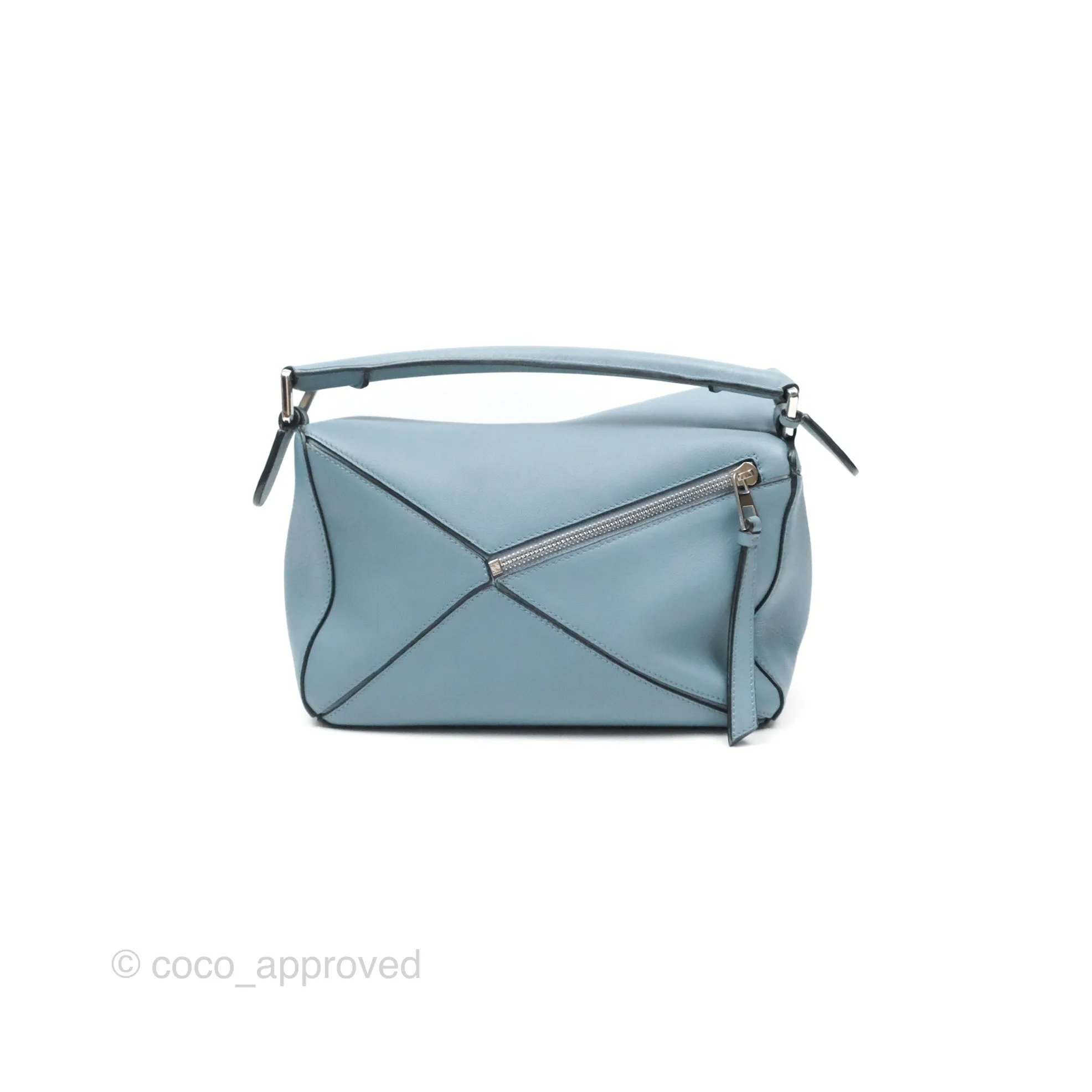 Loewe Small Puzzle Bag Stone Blue Calfskin Gold Hardware