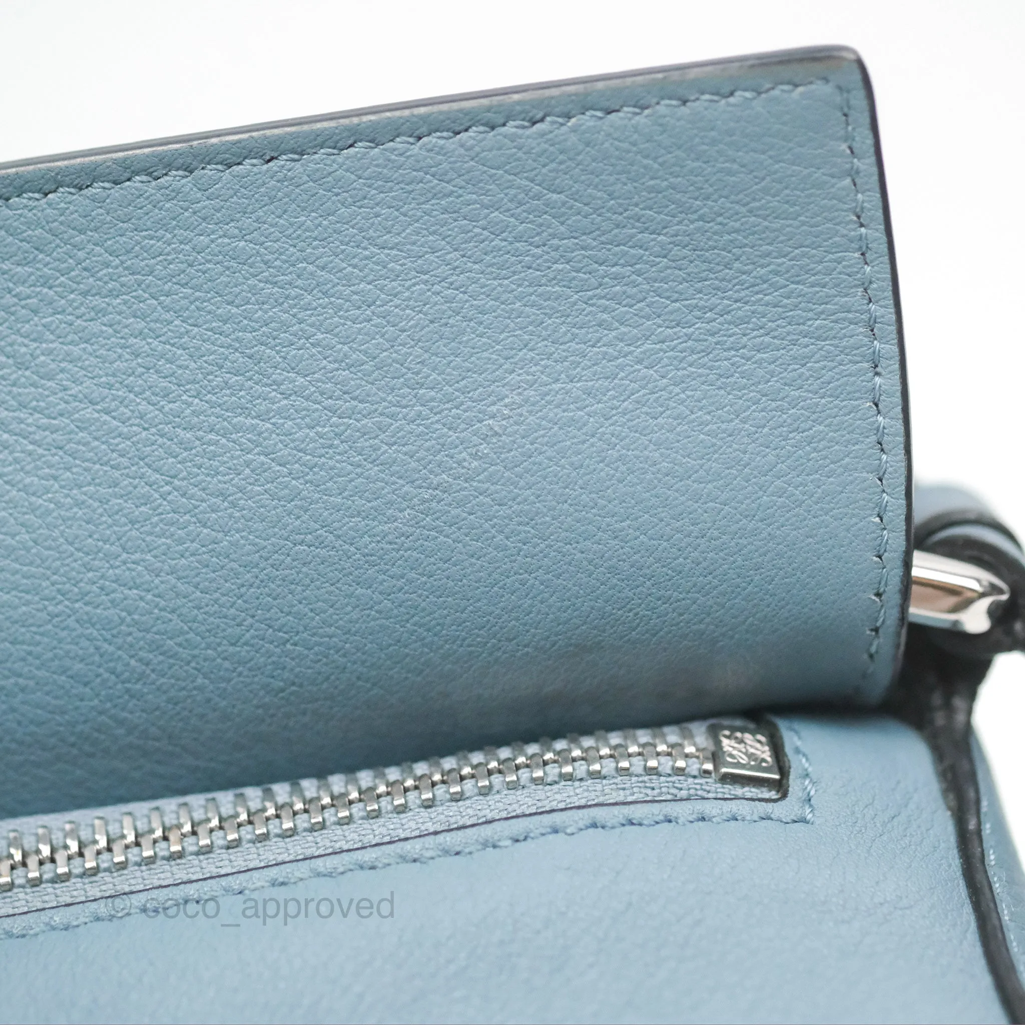 Loewe Small Puzzle Bag Stone Blue Calfskin Gold Hardware