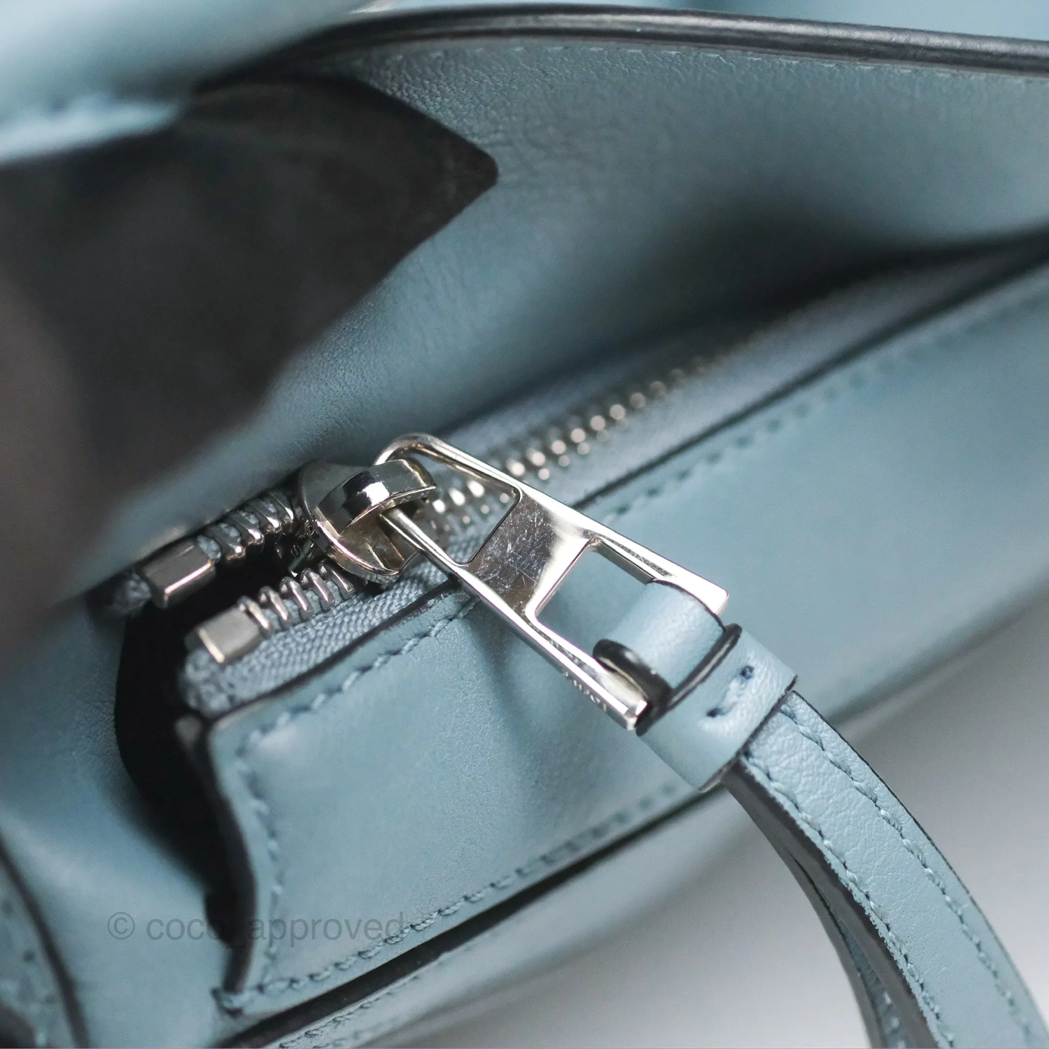 Loewe Small Puzzle Bag Stone Blue Calfskin Gold Hardware