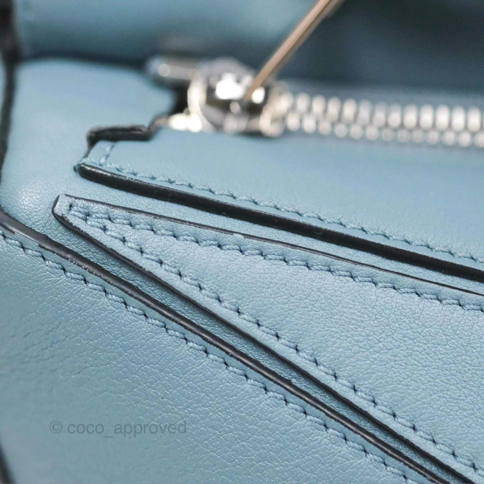 Loewe Small Puzzle Bag Stone Blue Calfskin Gold Hardware