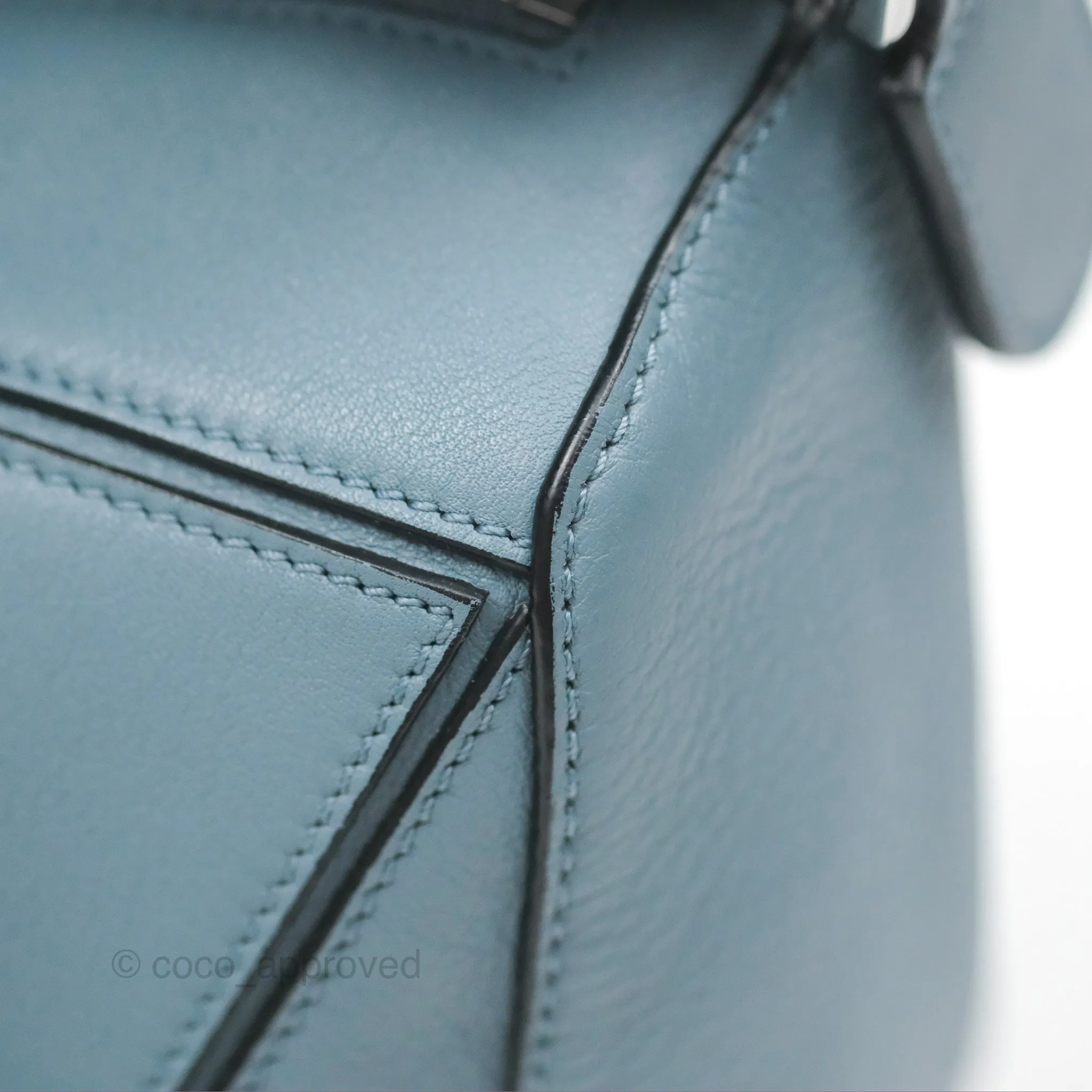 Loewe Small Puzzle Bag Stone Blue Calfskin Gold Hardware