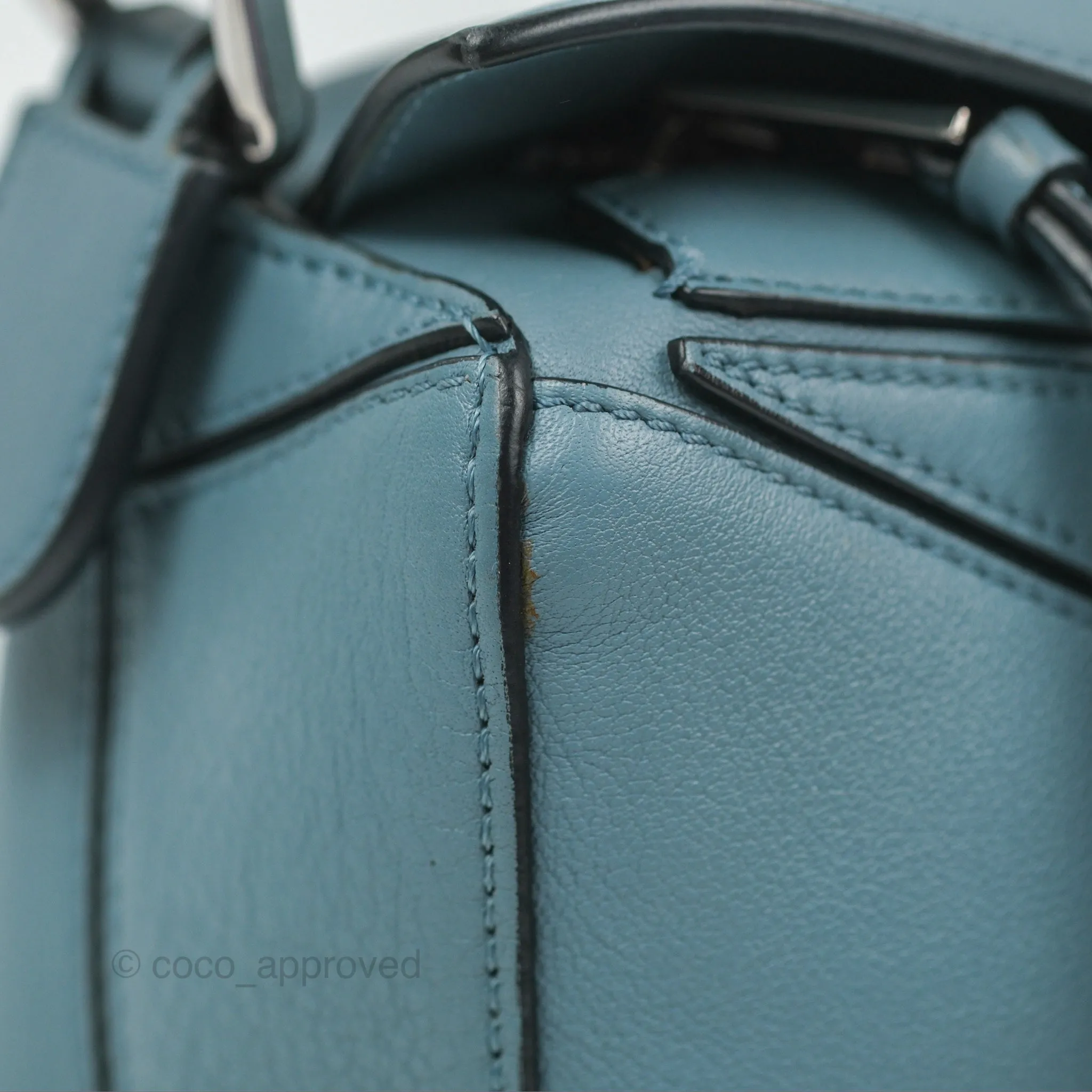 Loewe Small Puzzle Bag Stone Blue Calfskin Silver Hardware