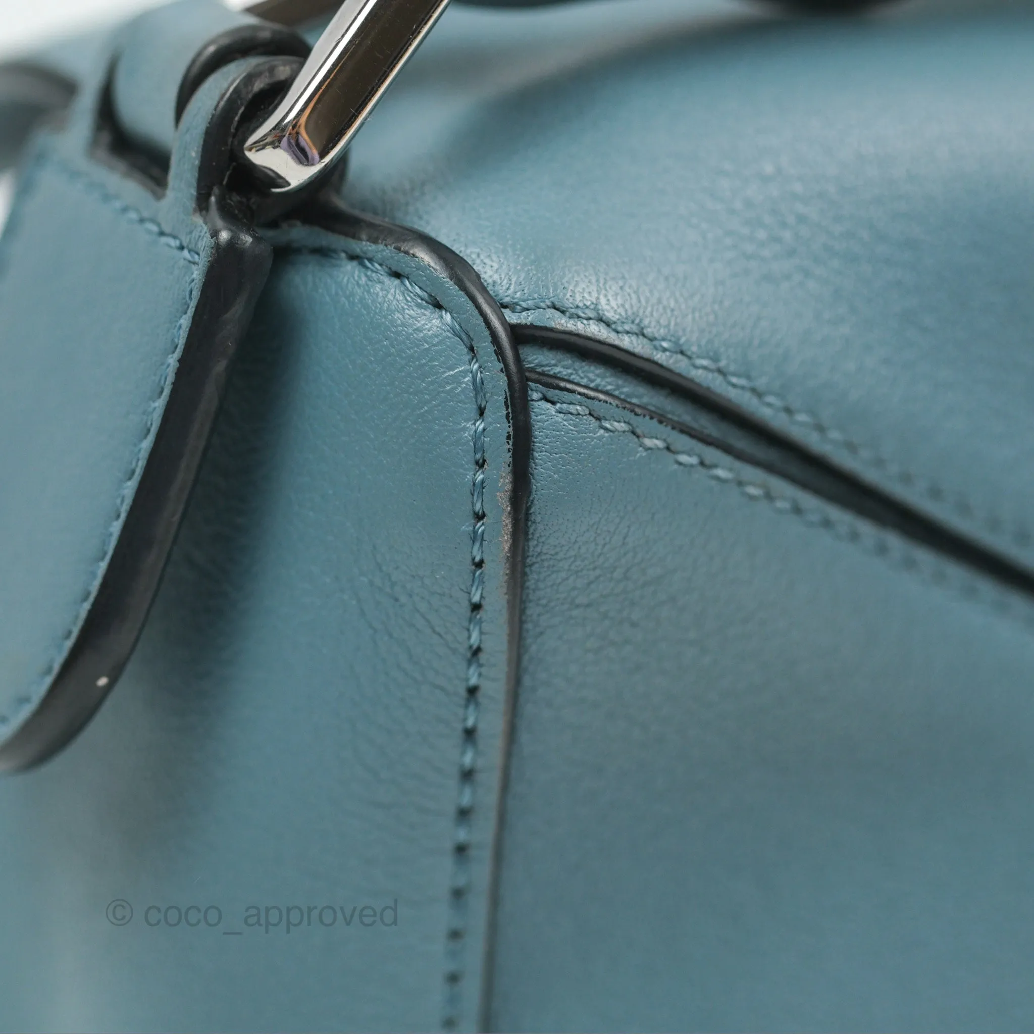 Loewe Small Puzzle Bag Stone Blue Calfskin Silver Hardware
