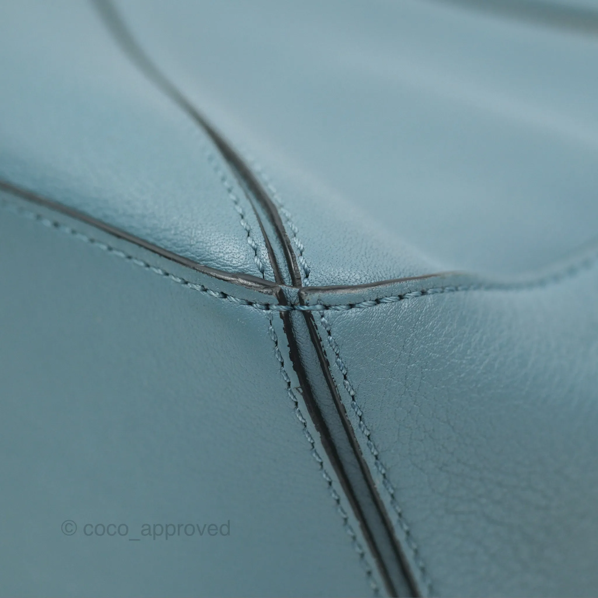 Loewe Small Puzzle Bag Stone Blue Calfskin Silver Hardware