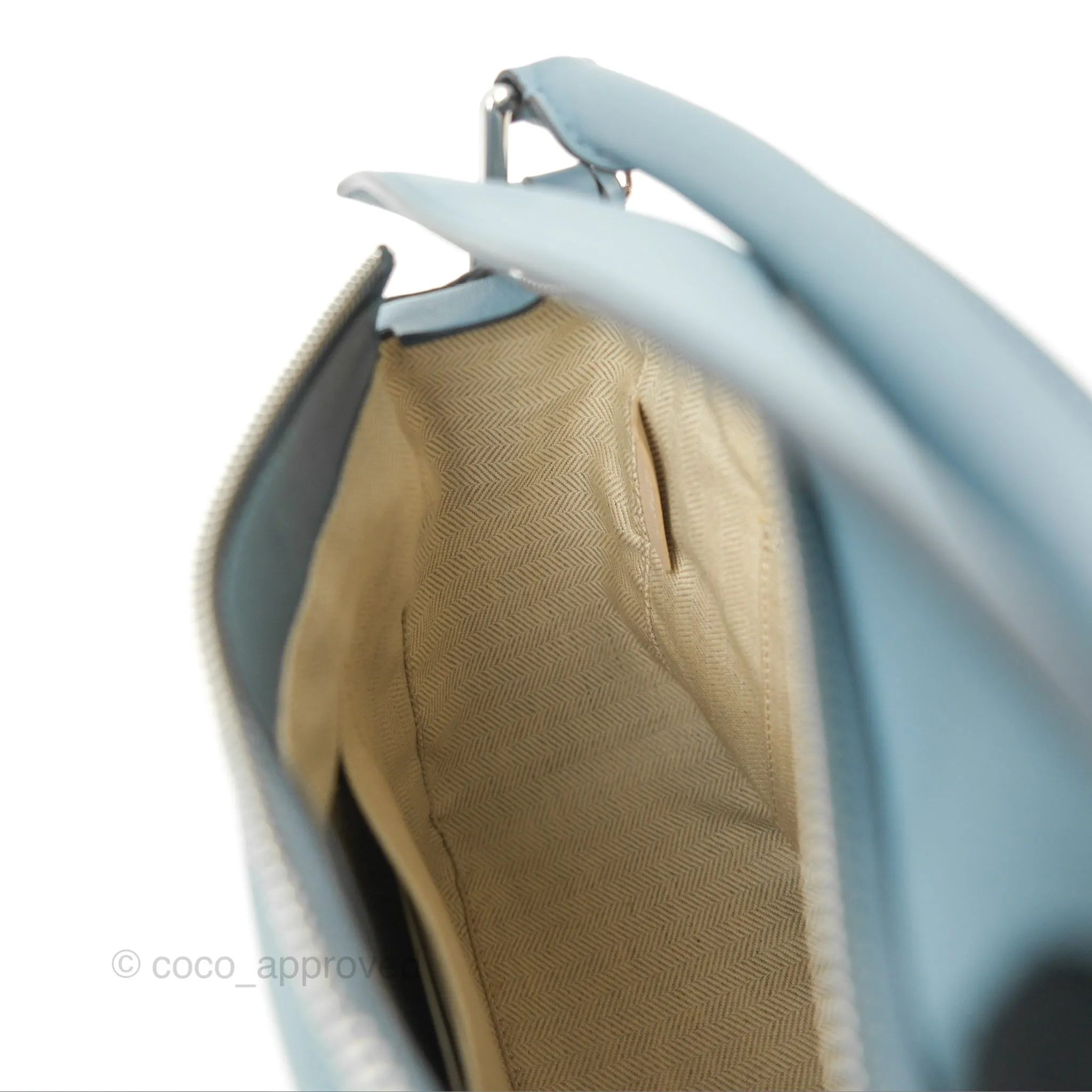 Loewe Small Puzzle Bag Stone Blue Calfskin Silver Hardware