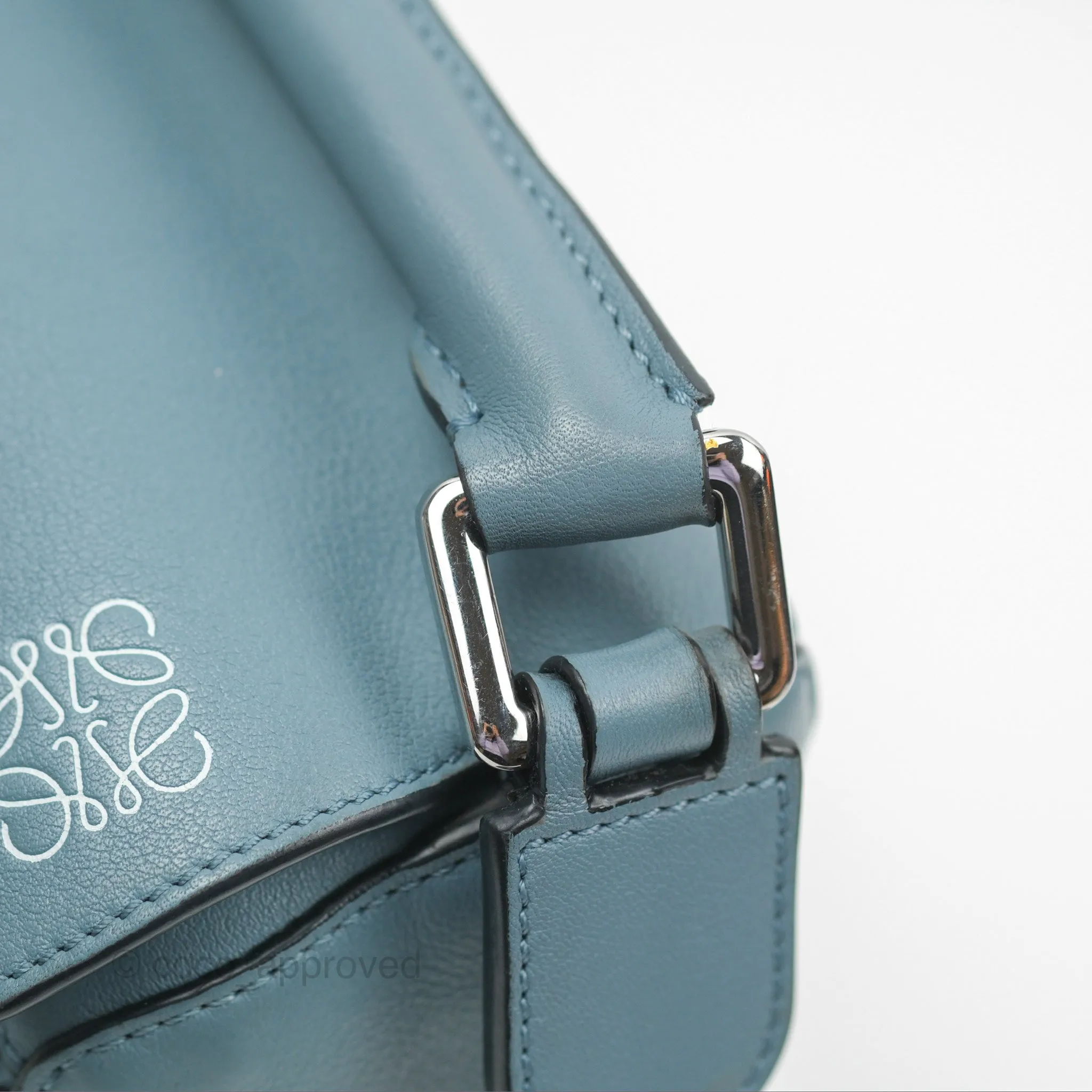 Loewe Small Puzzle Bag Stone Blue Calfskin Silver Hardware