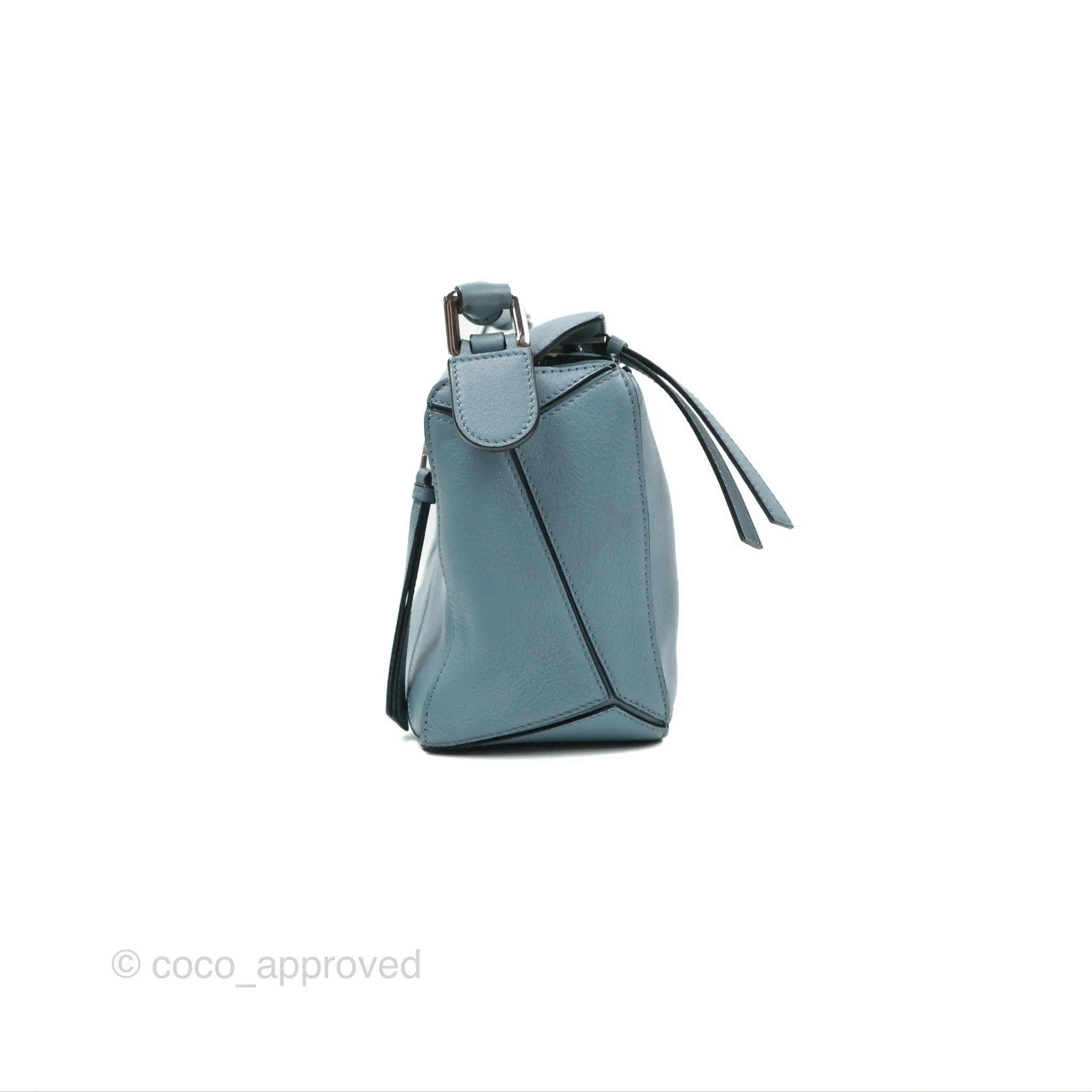 Loewe Small Puzzle Bag Stone Blue Calfskin Silver Hardware