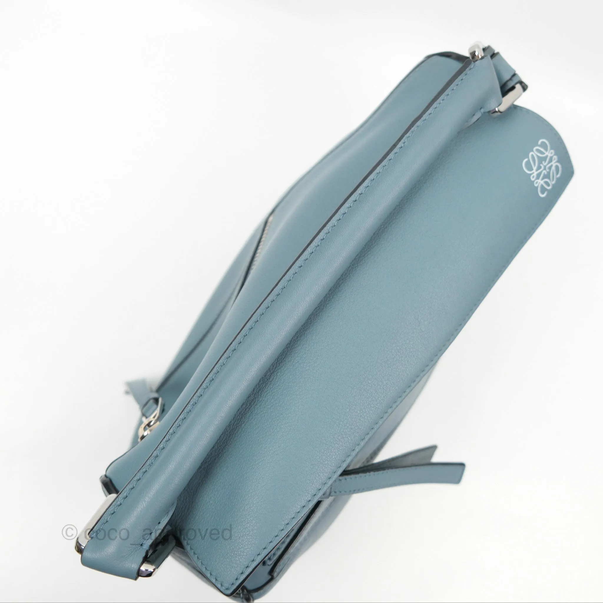 Loewe Small Puzzle Bag Stone Blue Calfskin Silver Hardware