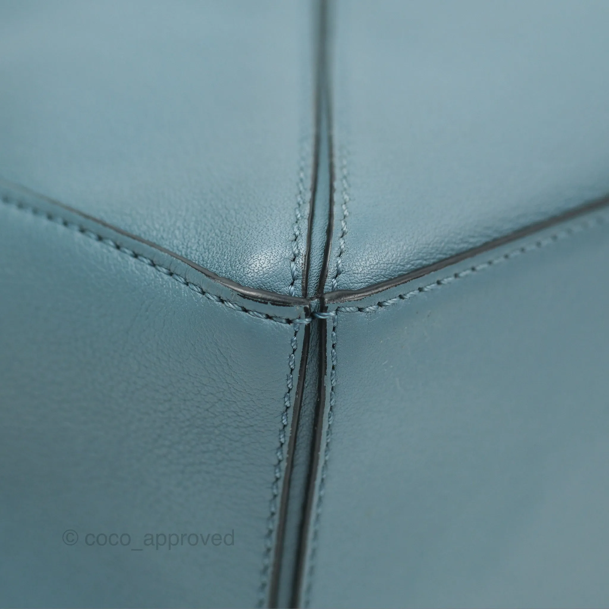 Loewe Small Puzzle Bag Stone Blue Calfskin Silver Hardware