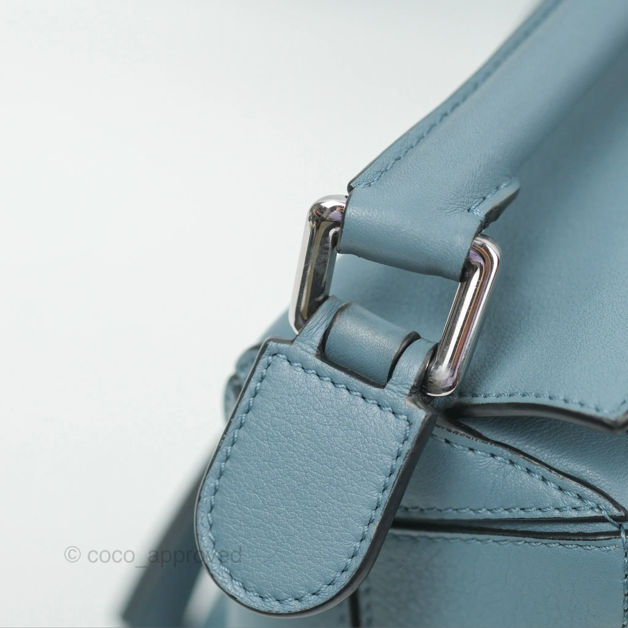 Loewe Small Puzzle Bag Stone Blue Calfskin Silver Hardware