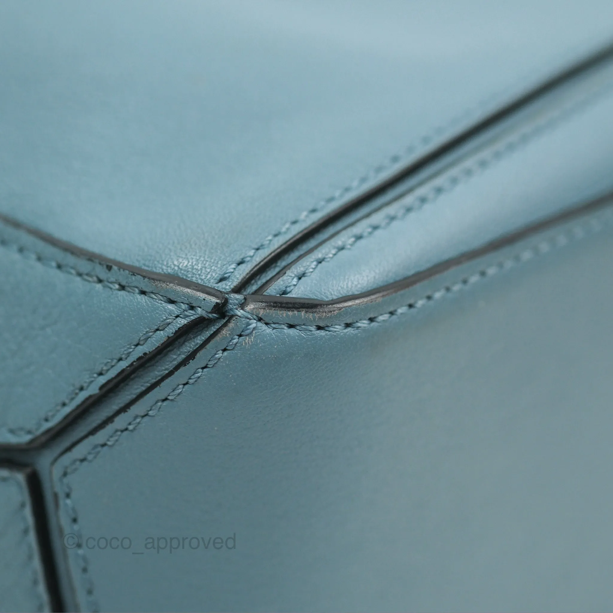 Loewe Small Puzzle Bag Stone Blue Calfskin Silver Hardware