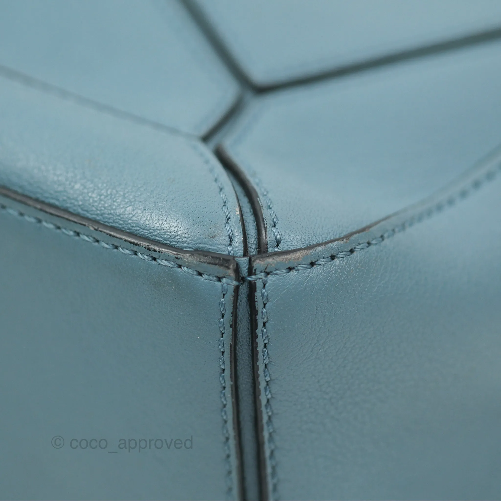 Loewe Small Puzzle Bag Stone Blue Calfskin Silver Hardware