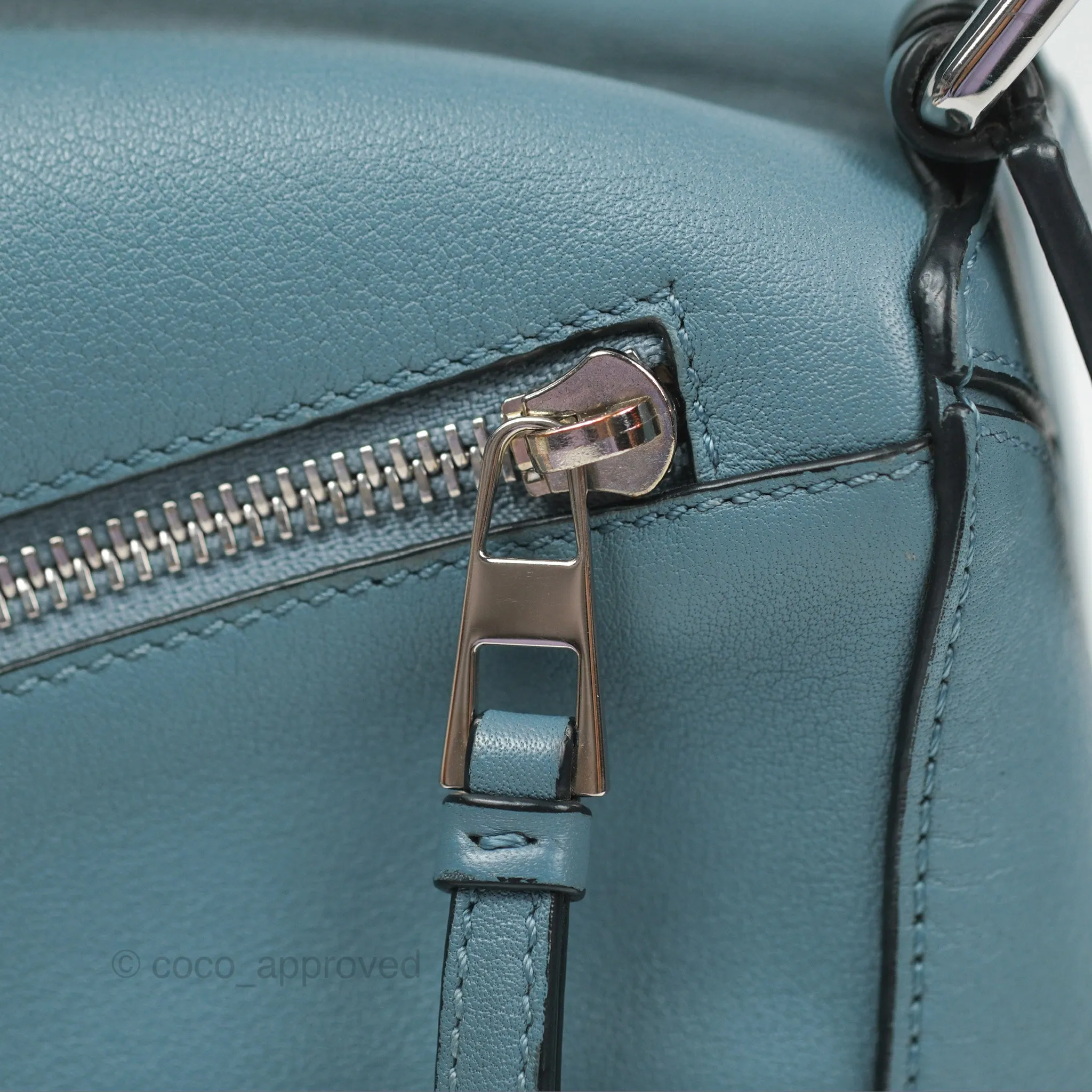 Loewe Small Puzzle Bag Stone Blue Calfskin Silver Hardware