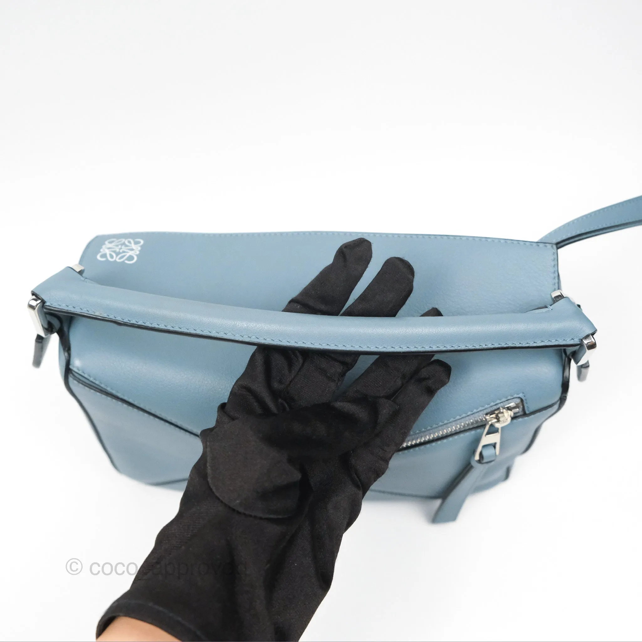 Loewe Small Puzzle Bag Stone Blue Calfskin