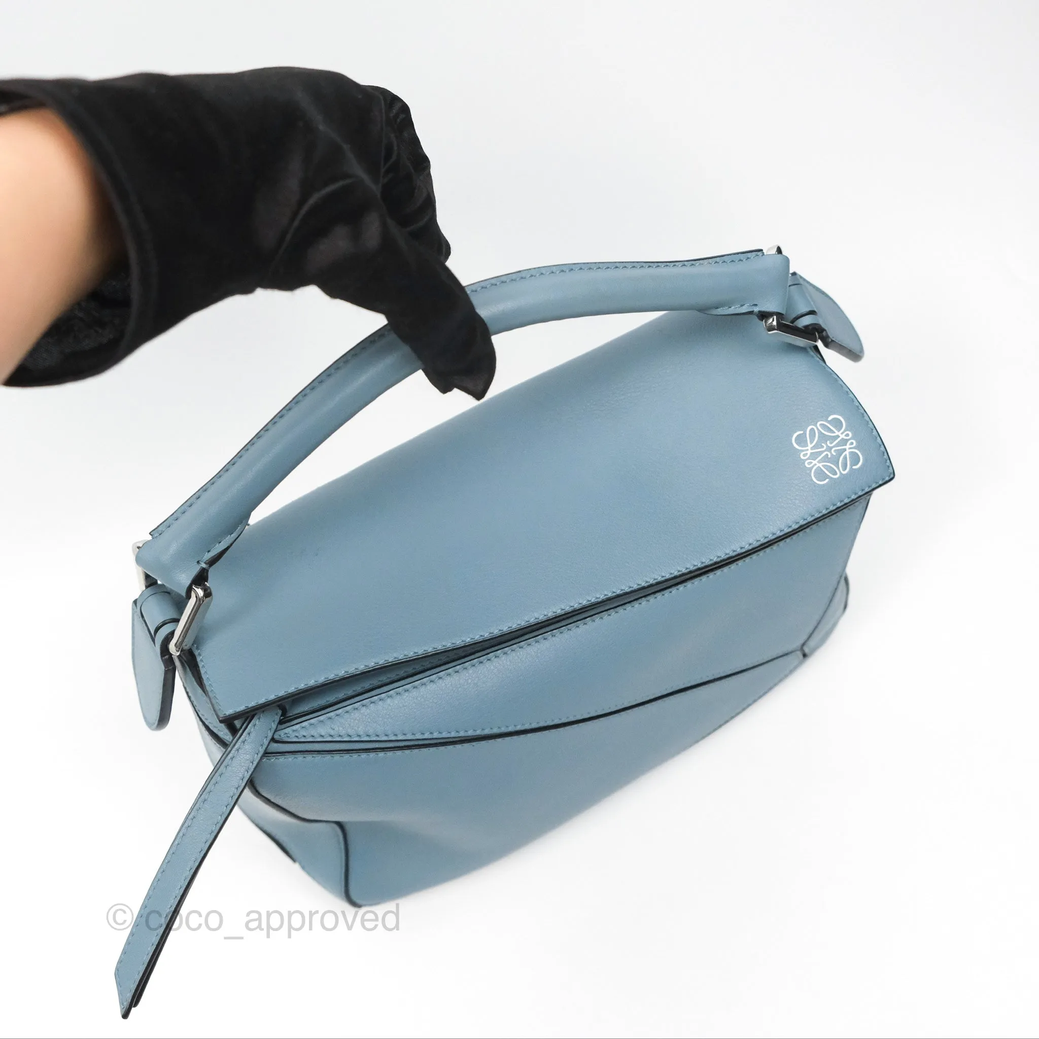 Loewe Small Puzzle Bag Stone Blue Calfskin