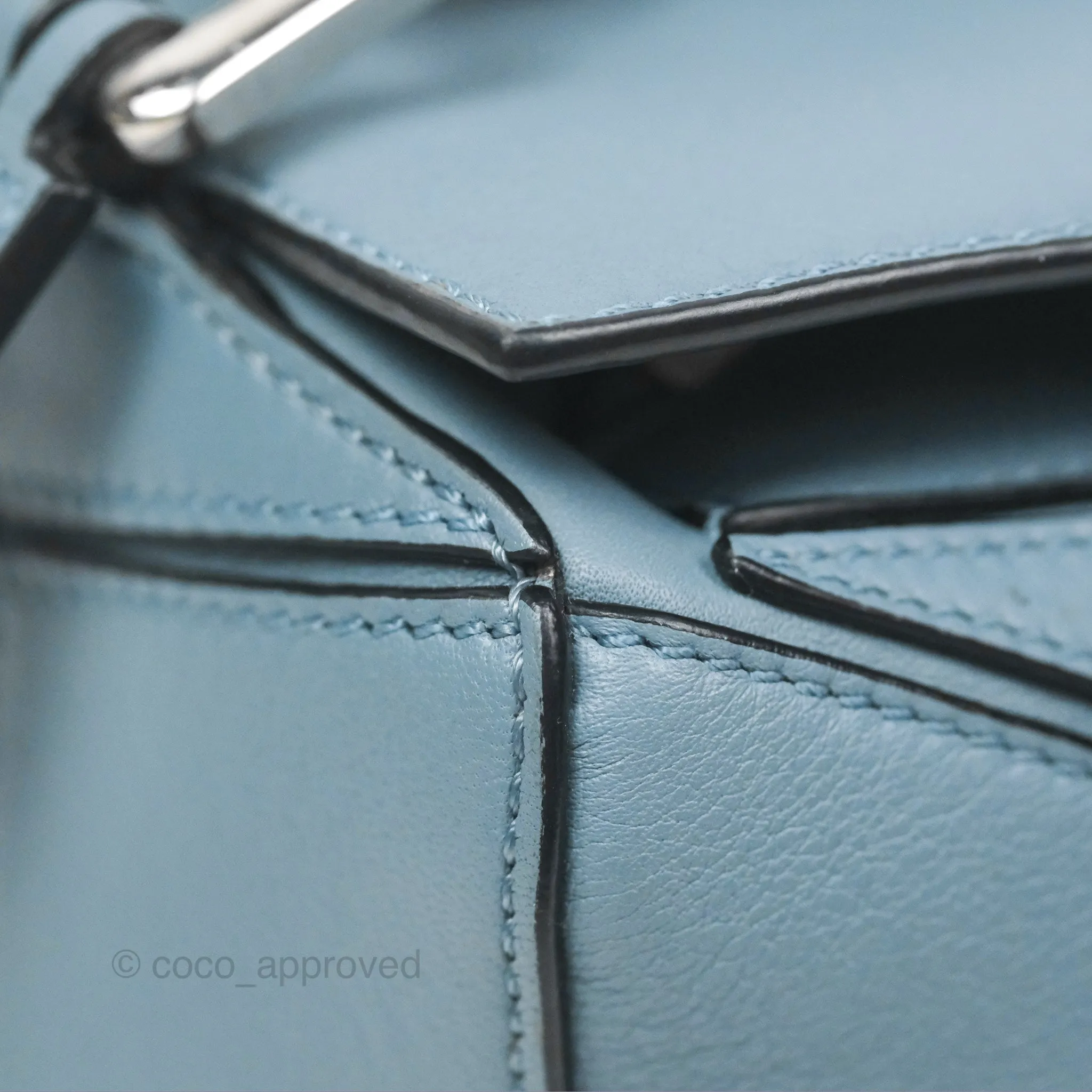 Loewe Small Puzzle Bag Stone Blue Calfskin