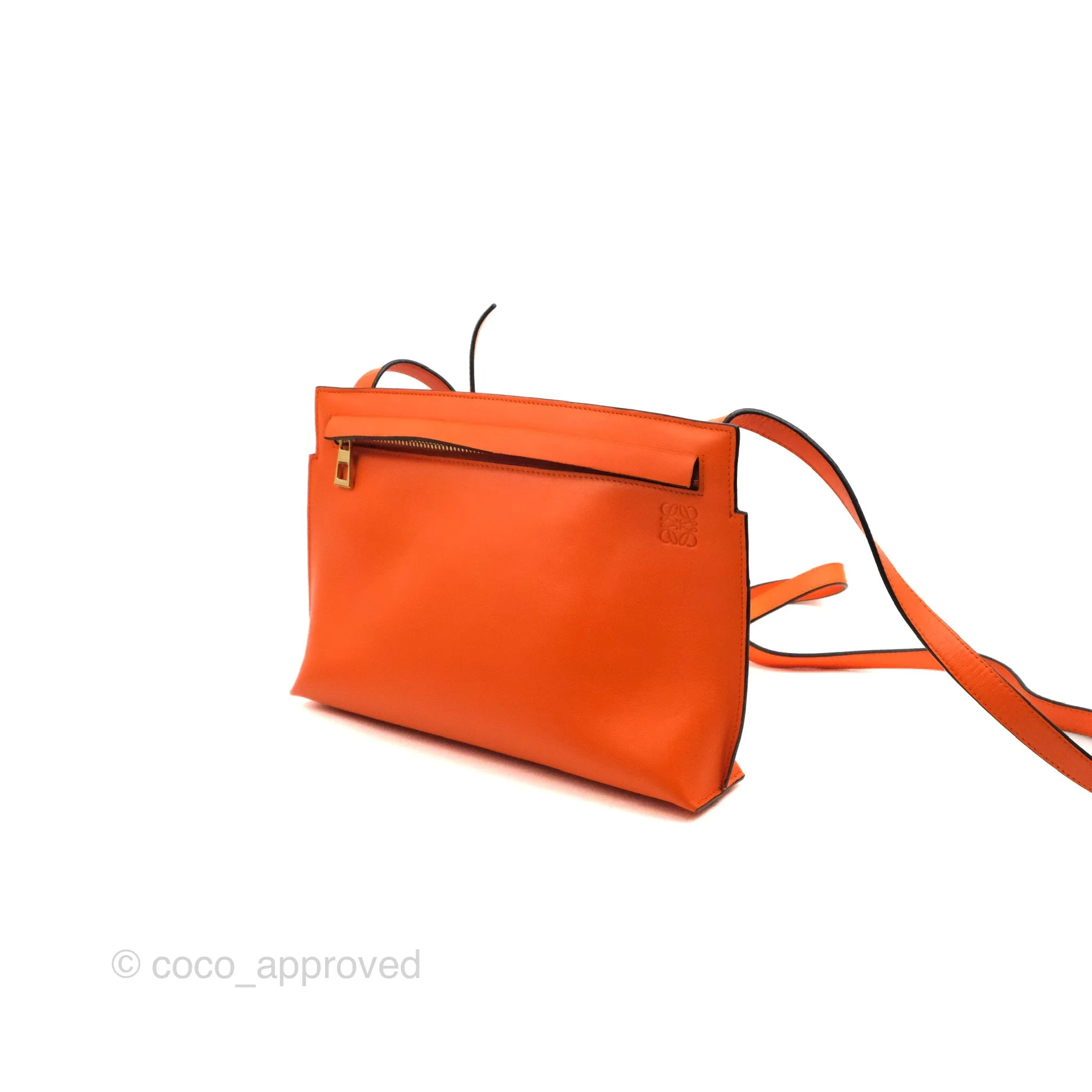 Loewe T Pouch Shoulder Bag Orange Calfskin