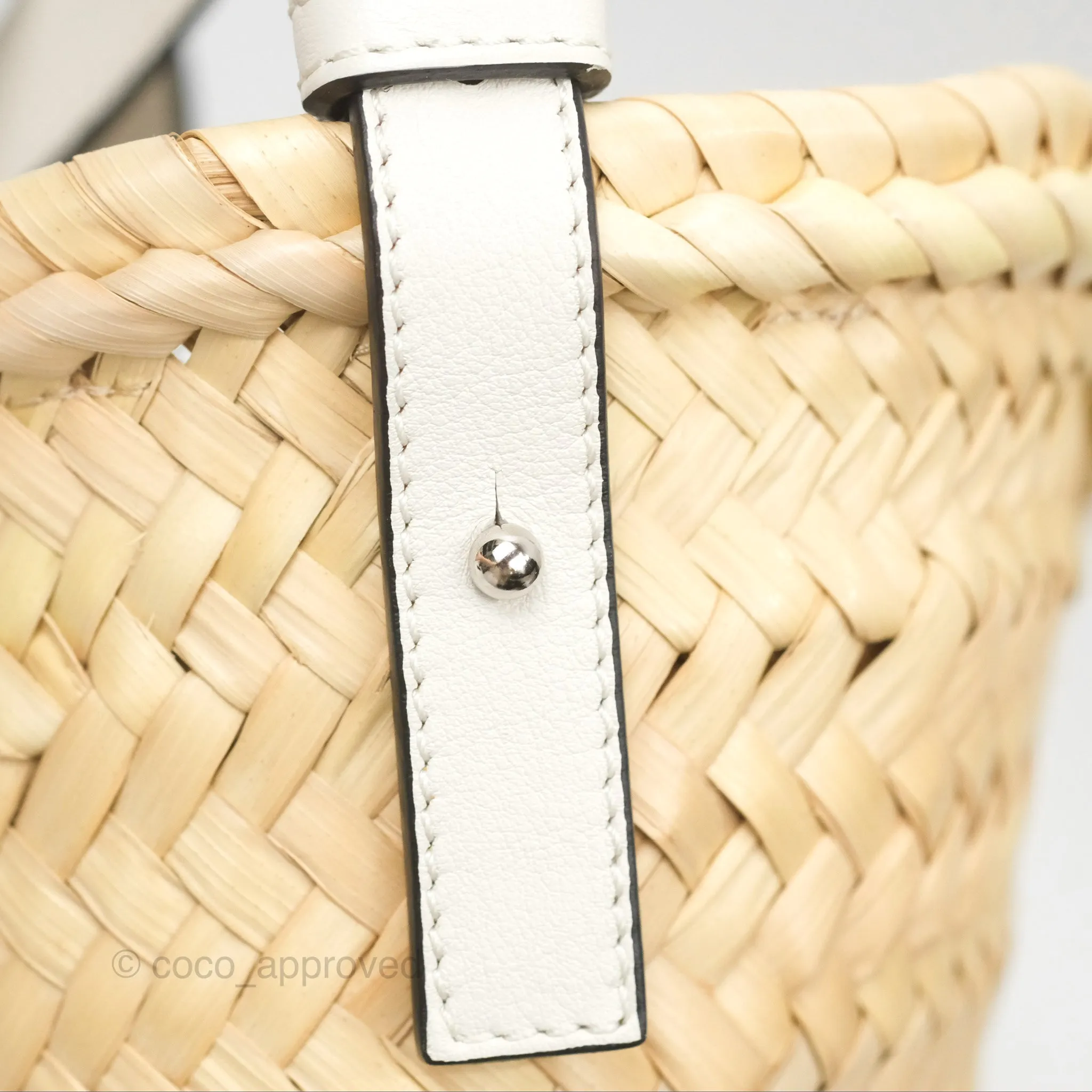 Loewe x Paula's Ibiza Anagram Woven Drawstring Bucket Bag White Natural