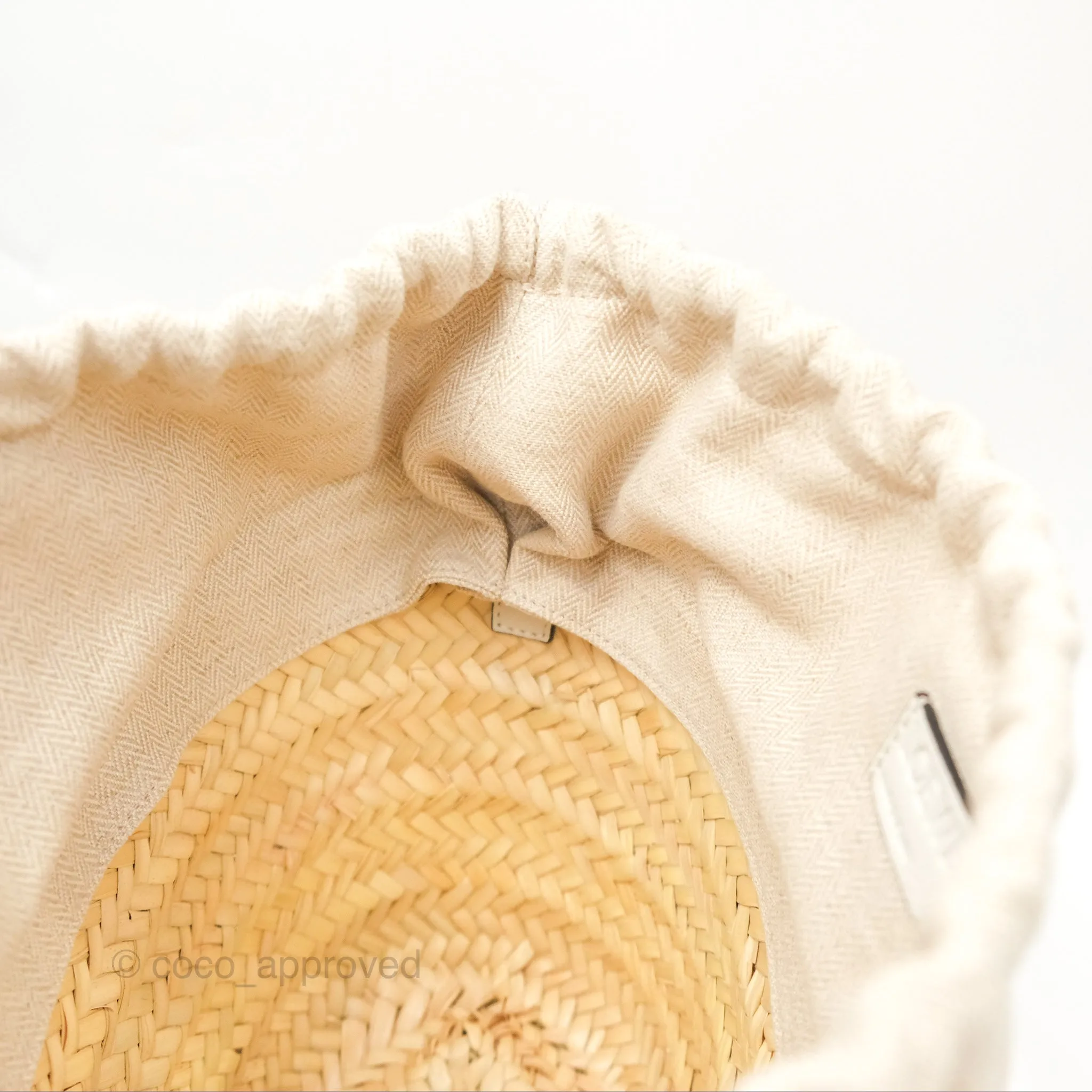 Loewe x Paula's Ibiza Anagram Woven Drawstring Bucket Bag White Natural