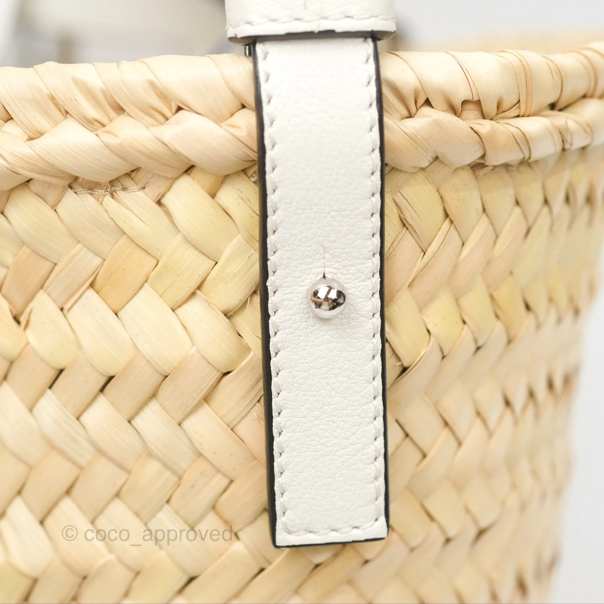 Loewe x Paula's Ibiza Anagram Woven Drawstring Bucket Bag White Natural