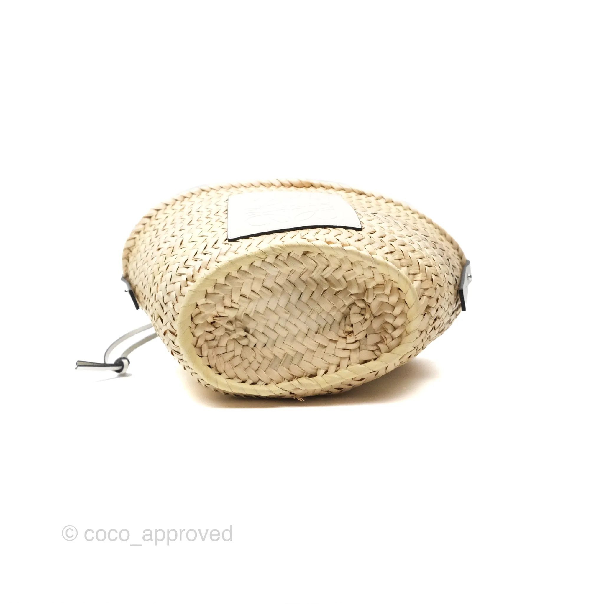 Loewe x Paula's Ibiza Anagram Woven Drawstring Bucket Bag White Natural