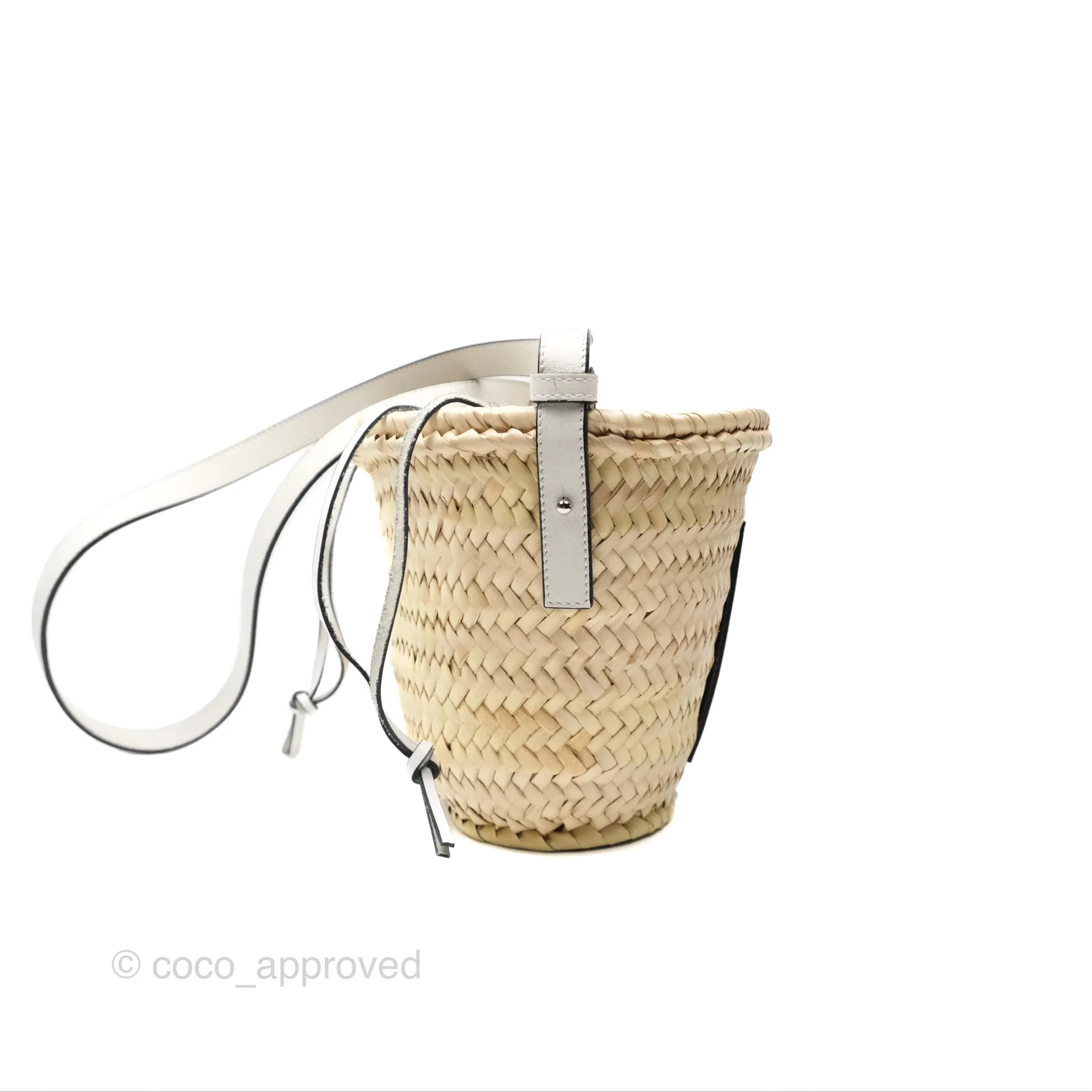 Loewe x Paula's Ibiza Anagram Woven Drawstring Bucket Bag White Natural