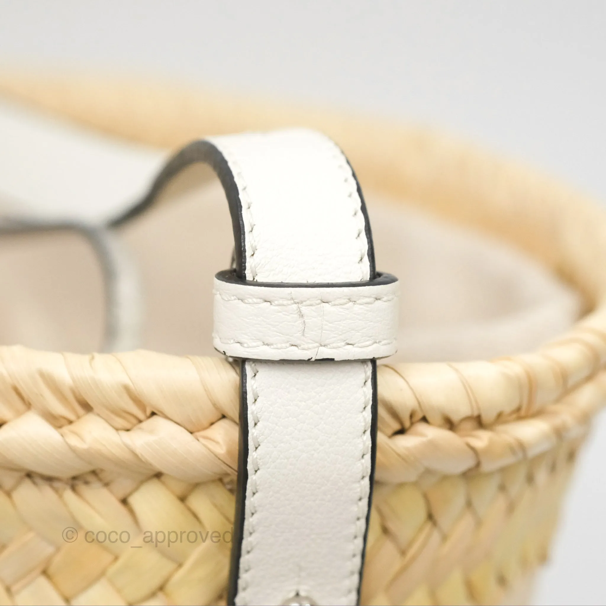 Loewe x Paula's Ibiza Anagram Woven Drawstring Bucket Bag White Natural