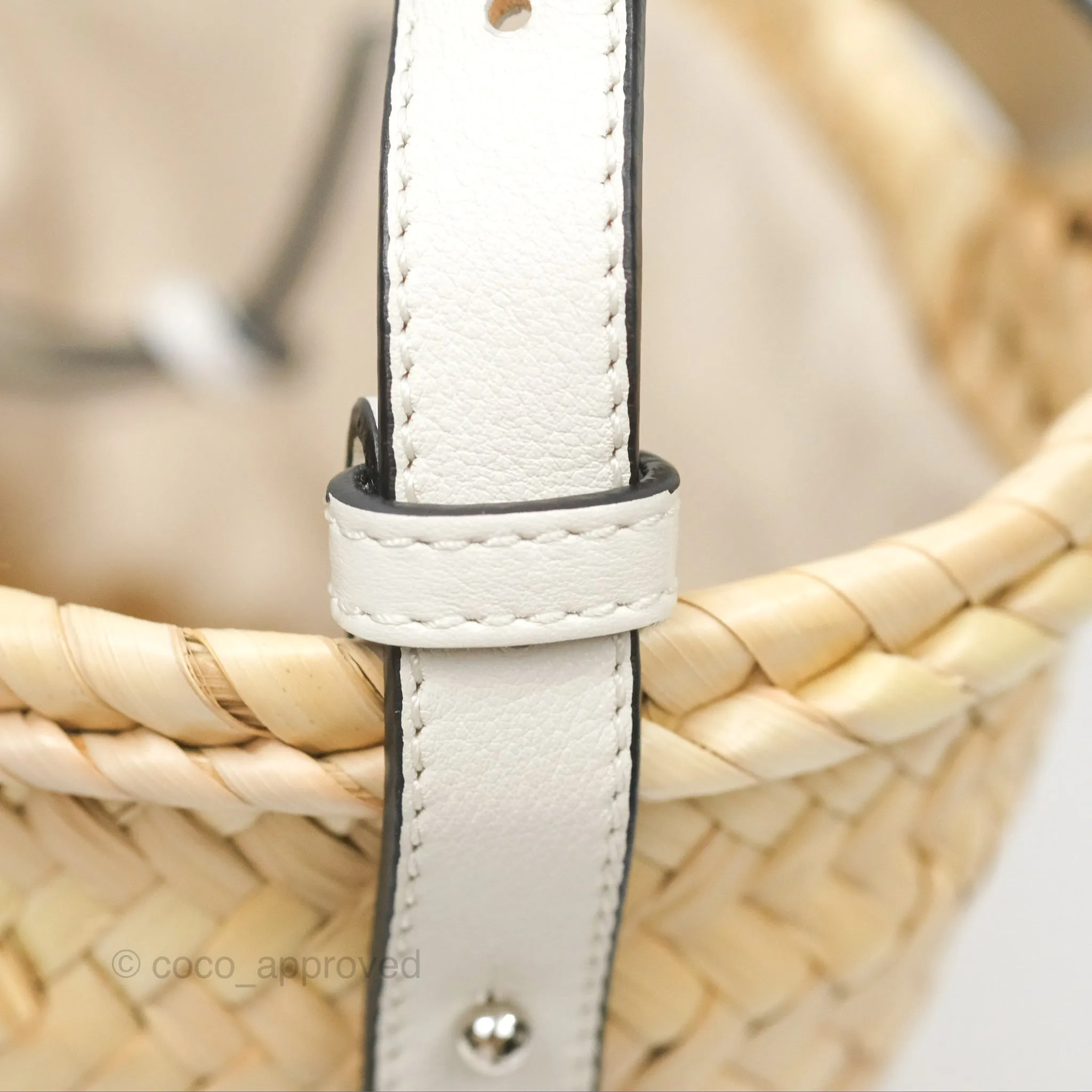 Loewe x Paula's Ibiza Anagram Woven Drawstring Bucket Bag White Natural