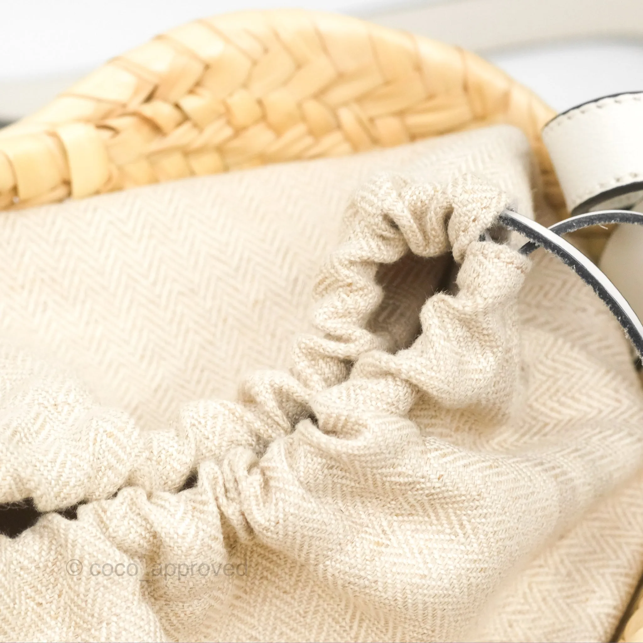 Loewe x Paula's Ibiza Anagram Woven Drawstring Bucket Bag White Natural