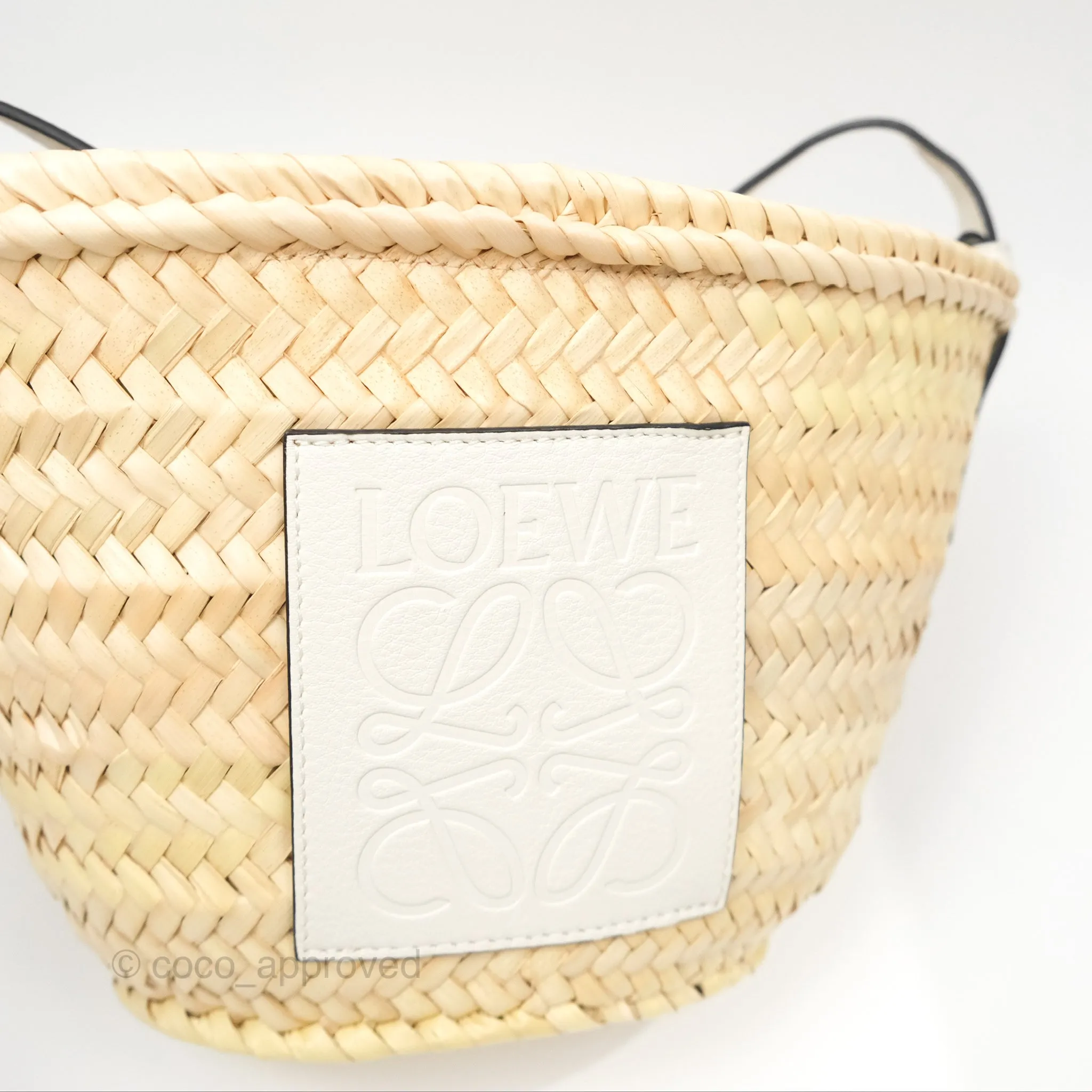 Loewe x Paula's Ibiza Anagram Woven Drawstring Bucket Bag White Natural